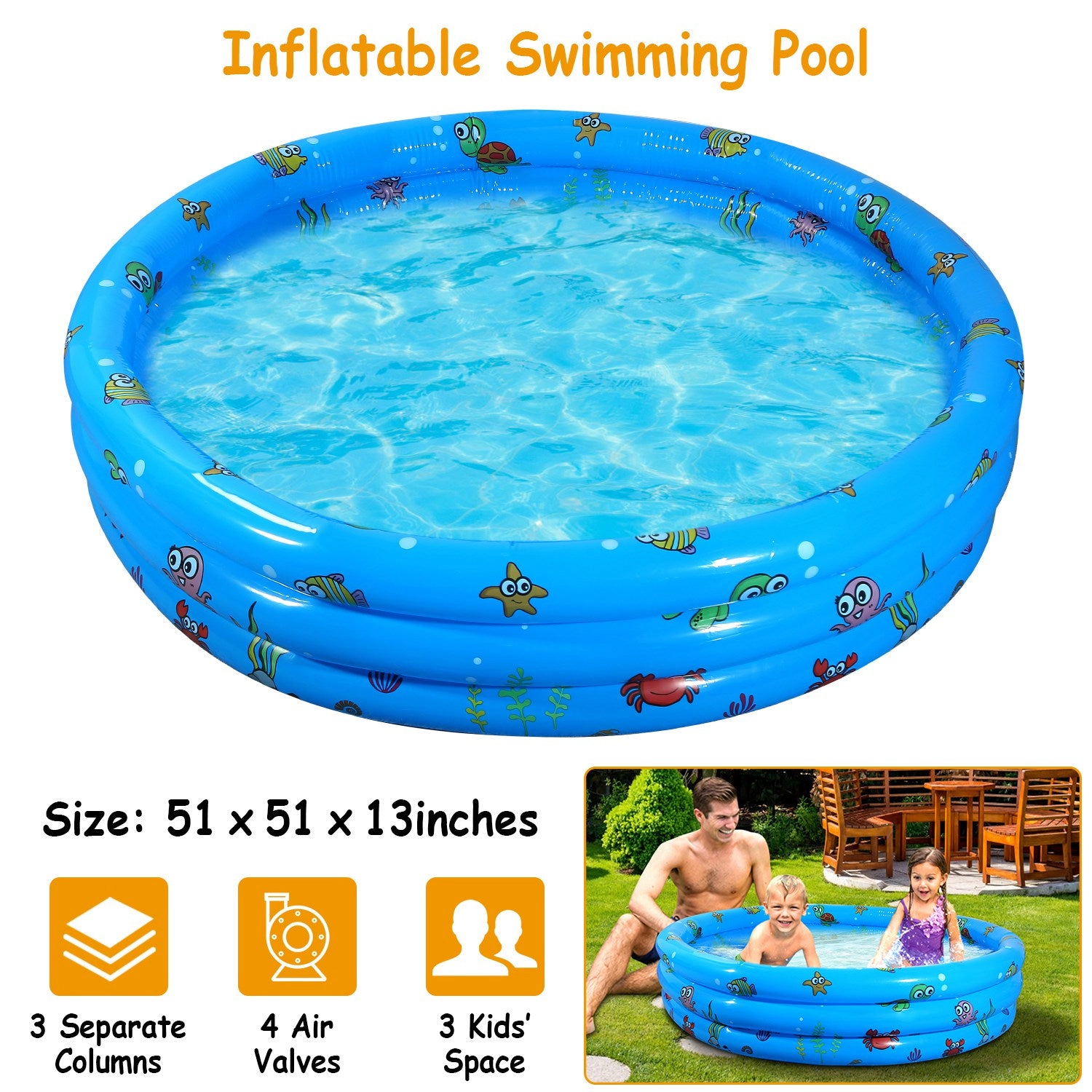 GBruno 52-Inch 3-Tier Inflatable Swimming Pool