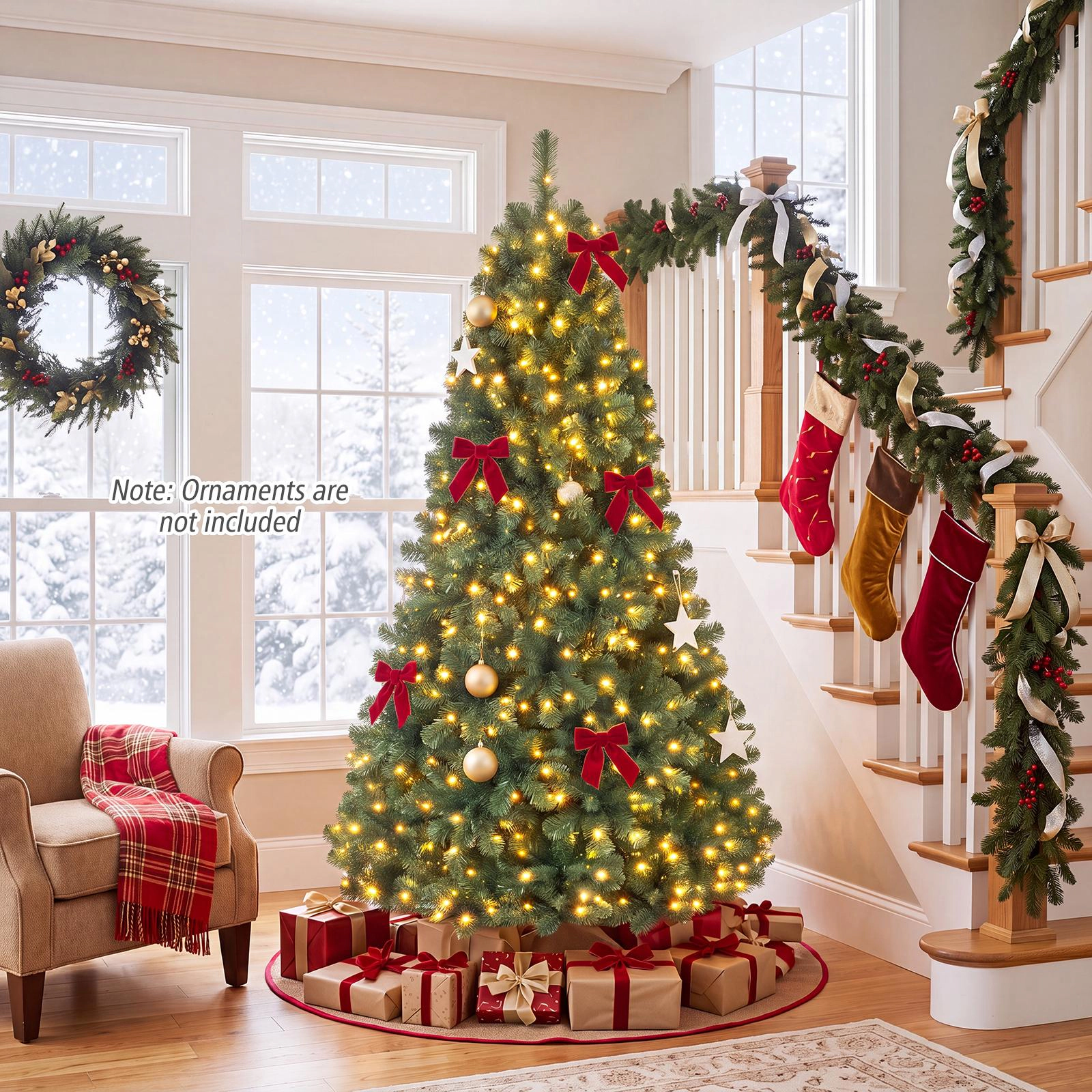 Costway 6 FT Christmas Tree Pre-Lit Hinged with 560 LED Lights