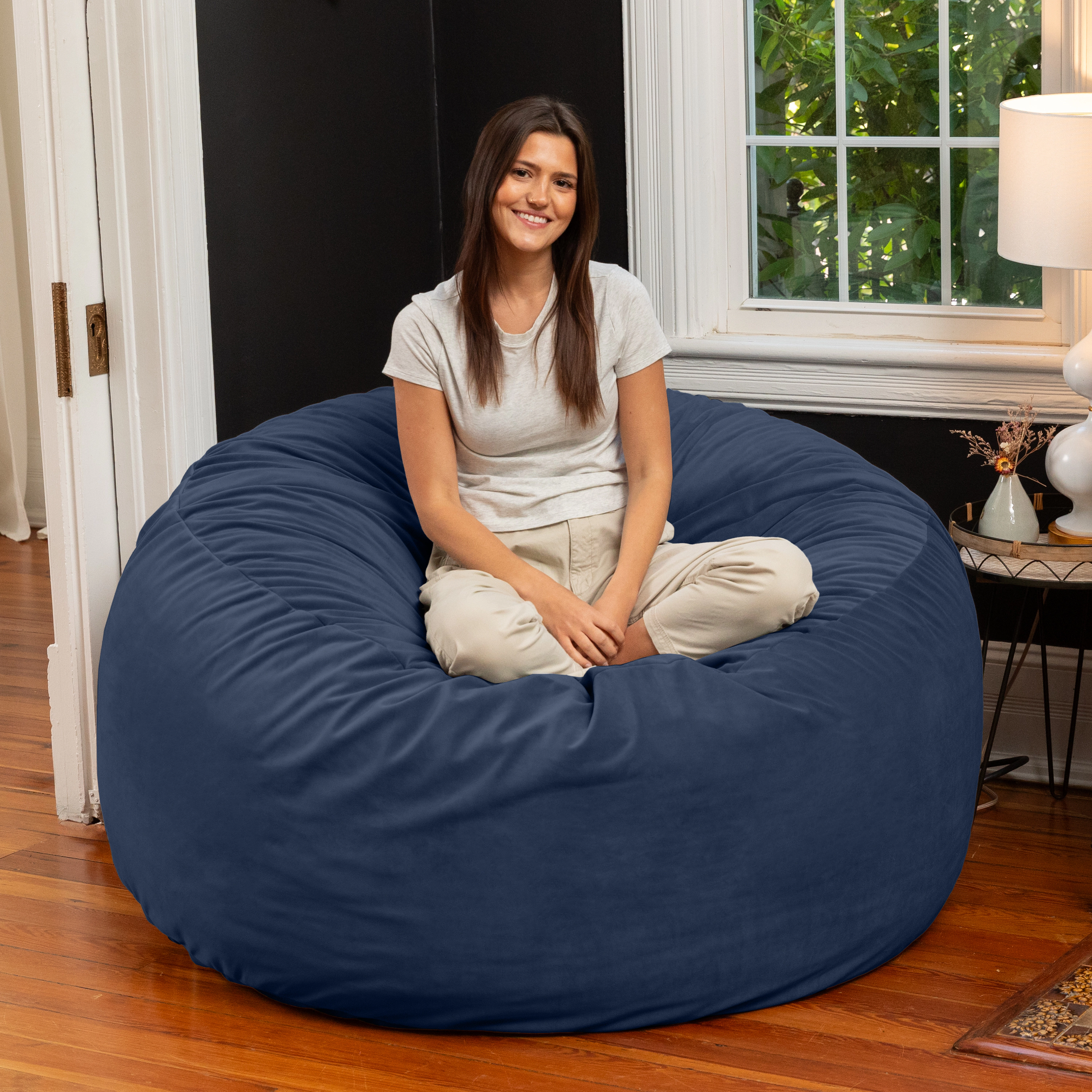 Jaxx 5 Foot Saxx - Large Round Bean Bag Chair for Adults