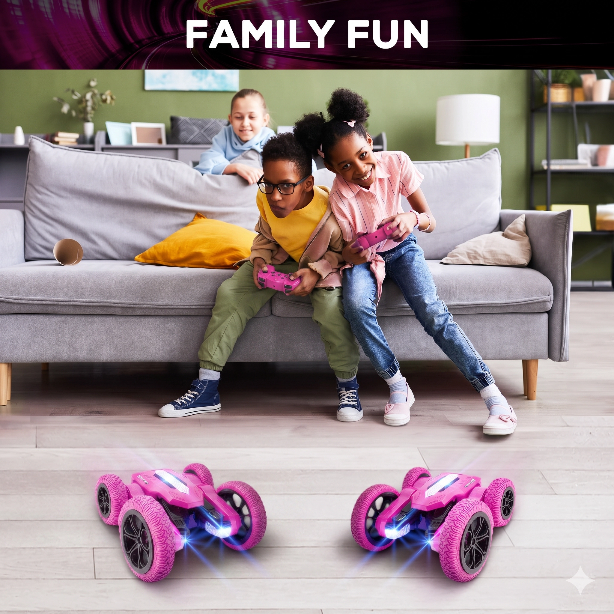 USA Toyz Tornado Extreme RC Car off Road Rechargeable Toys Bright LEDs (Pink)