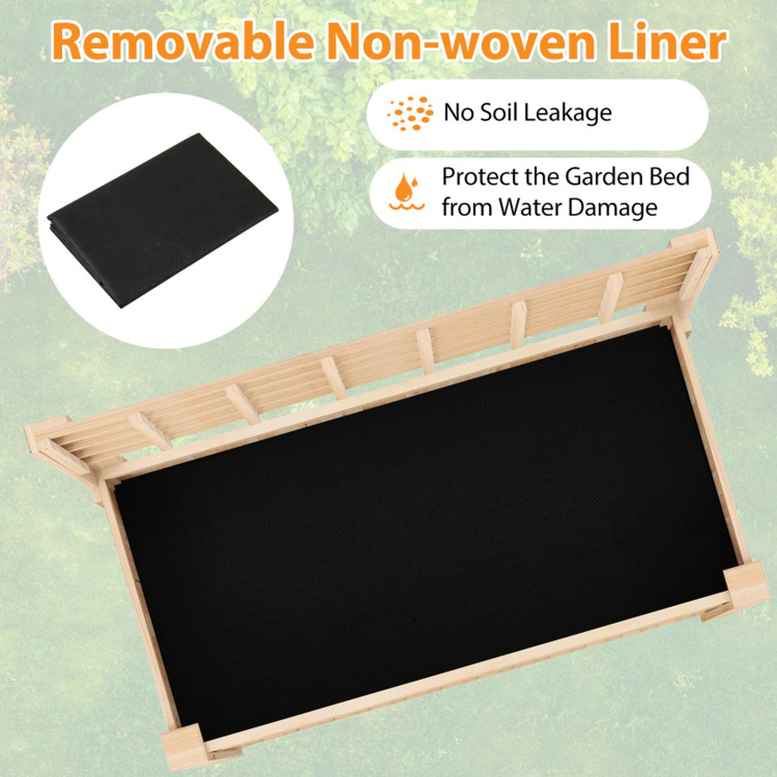 SUGIFT 59-in 110-lb Capacity Natural Fir Wood Raised Garden Bed with Trellis 88-lb Storage Shelf and Legs