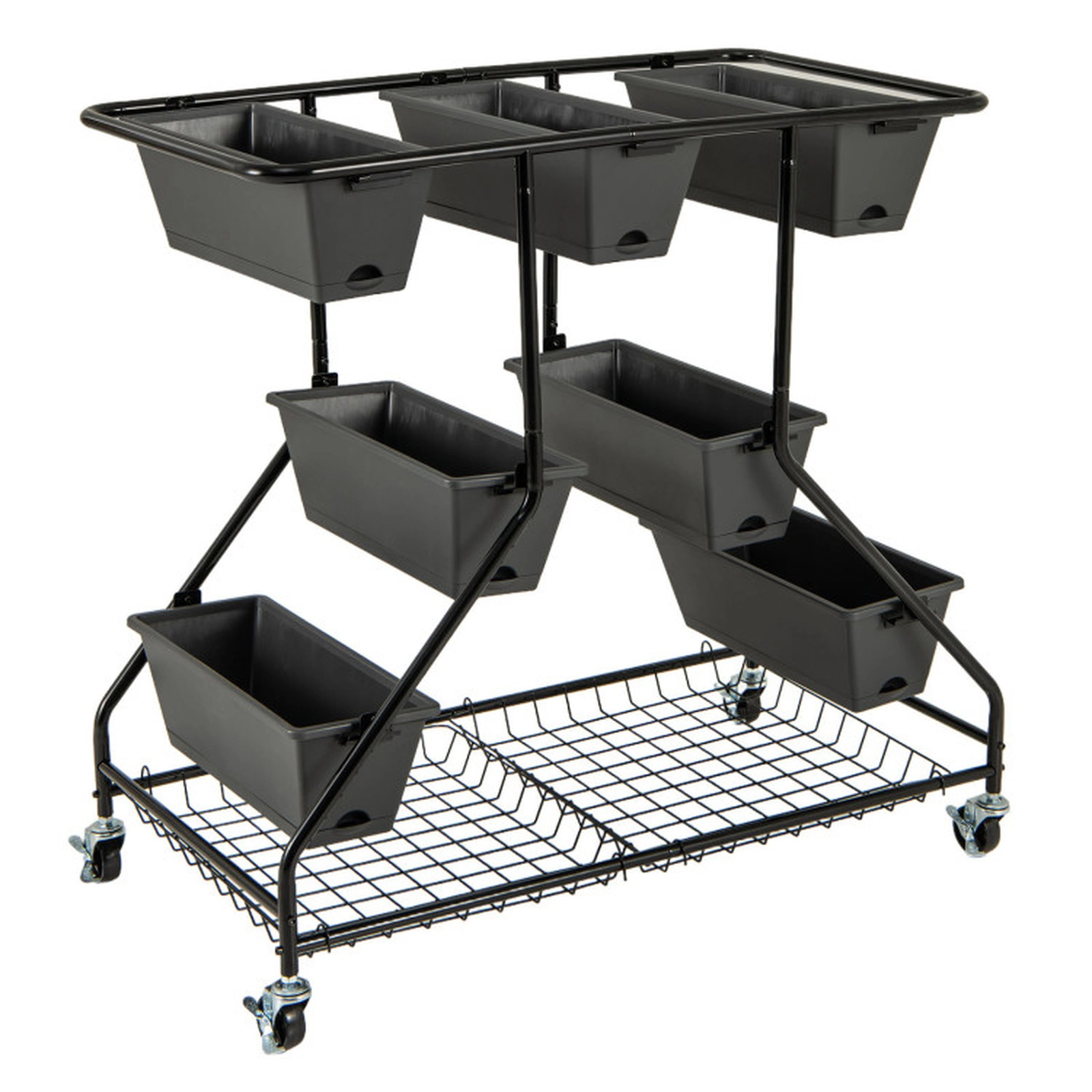 SUGIFT 7-Box 11-lb Per-Box Vertical Raised Garden Bed with 2 Storage Baskets and 4 Locking Casters