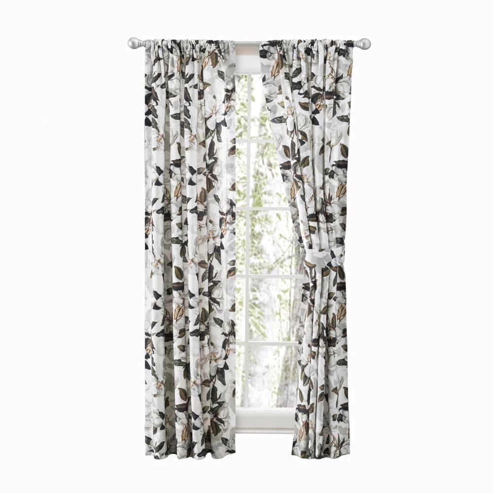 Ellis Curtain Magnolia Lined 3" Rod Pocket Curtain Panel Pair with Tiebacks 100" x 63" White