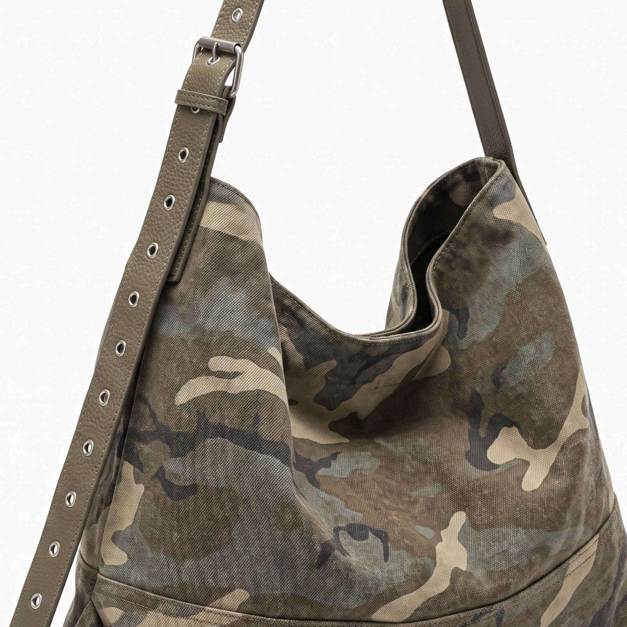 Alilang Women's Camouflage Print Slouchy Hobo Bag with Adjustable Grommet Strap