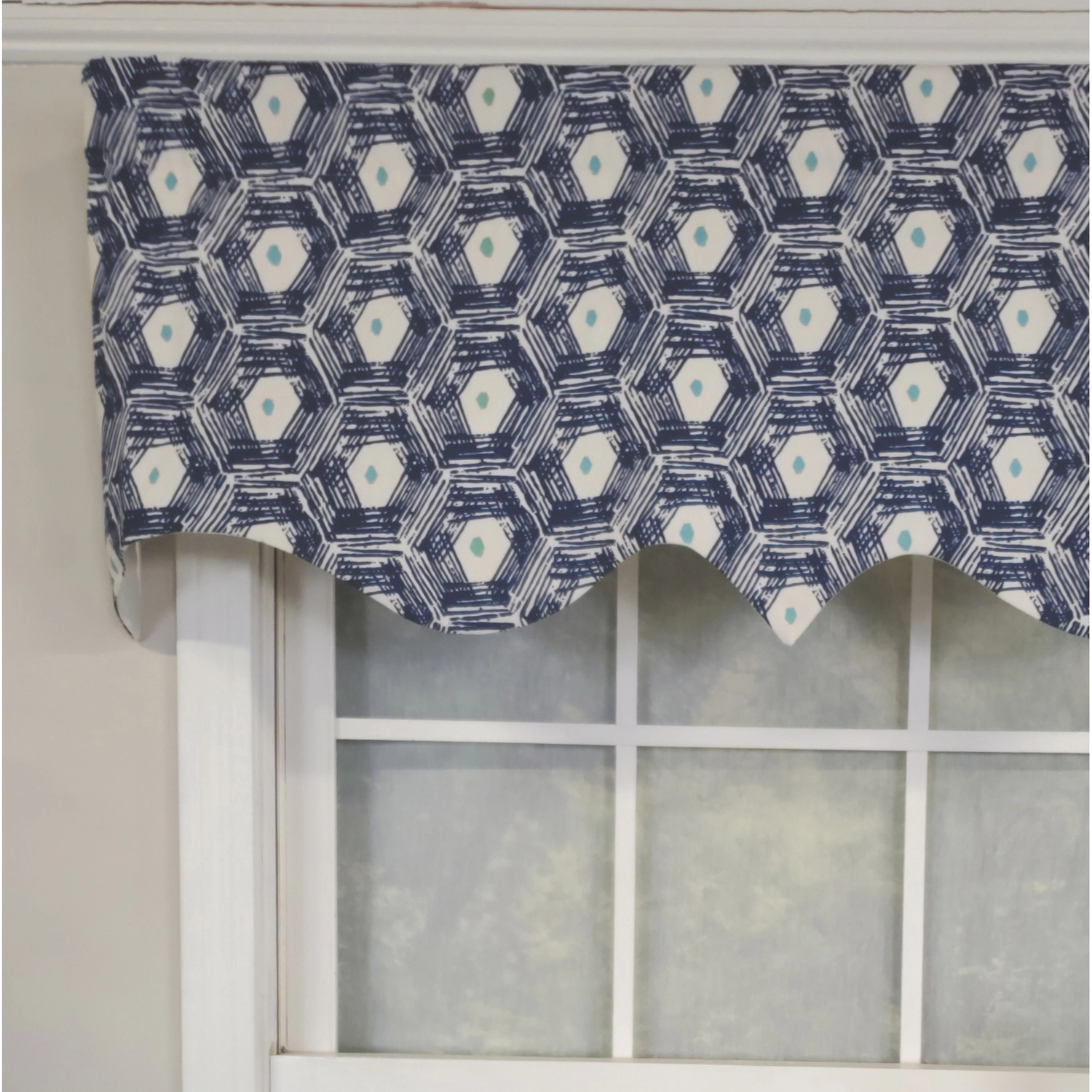 RLF Home 3" Rod Pocket High Quality Fabric Jerin Regal Valance for Windows 50" x 17" Navy