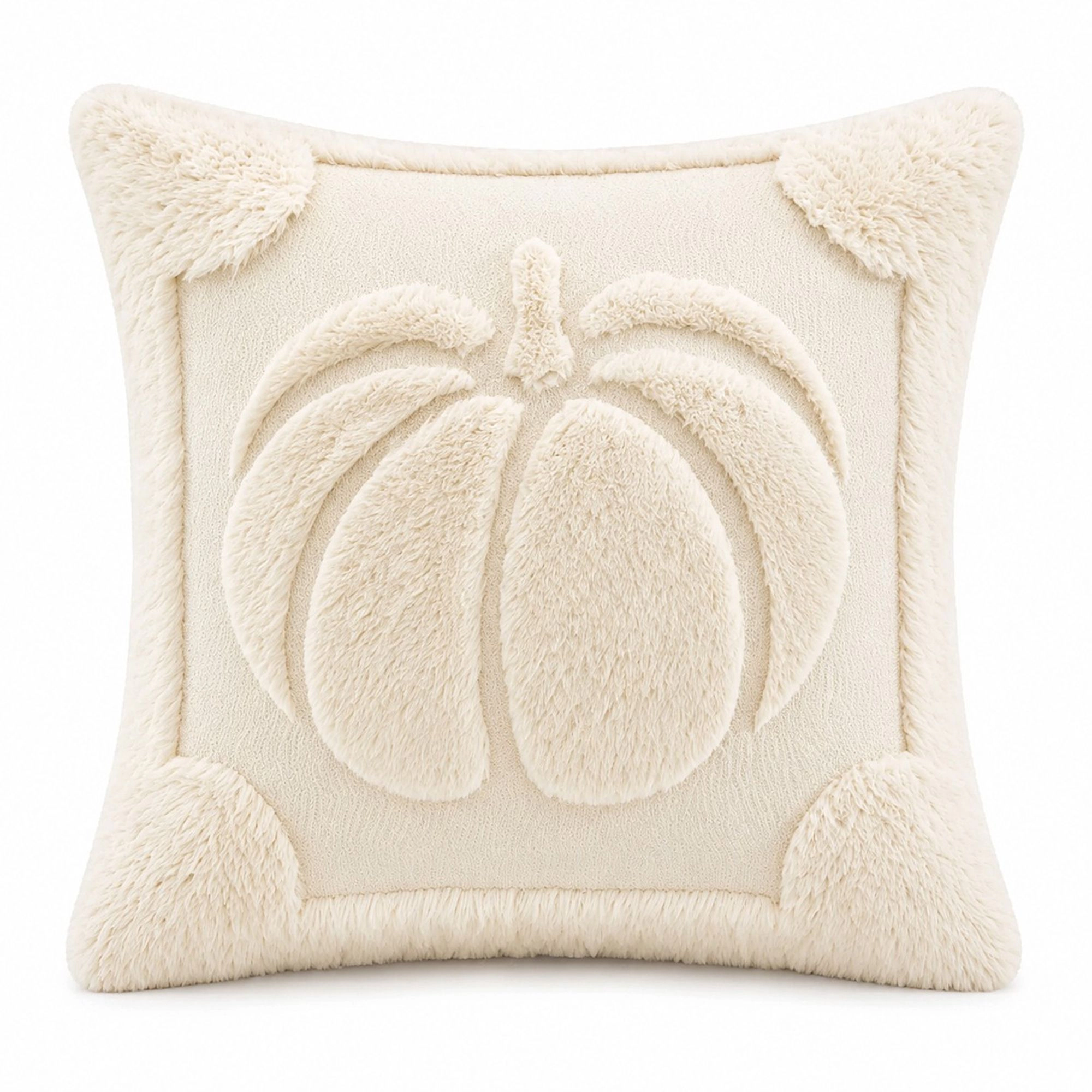 Alilang Fall Thanksgiving Plush Pumpkin Textured Decorative Throw Pillow Cover