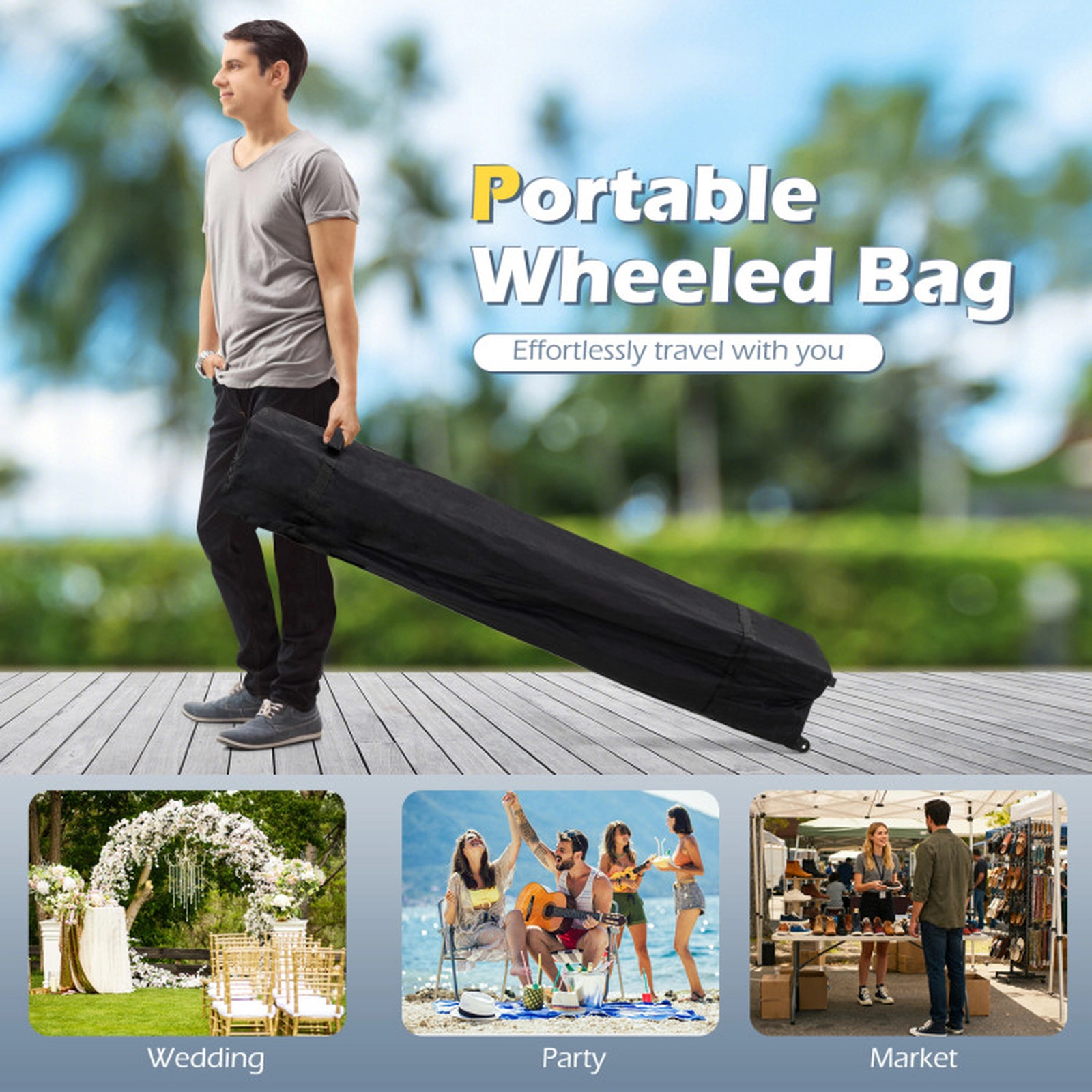 SUGIFT Pop Up Canopy Tent with 4 Removable Sidewalls and Wheeled Bag 49-lb Net Weight Gray
