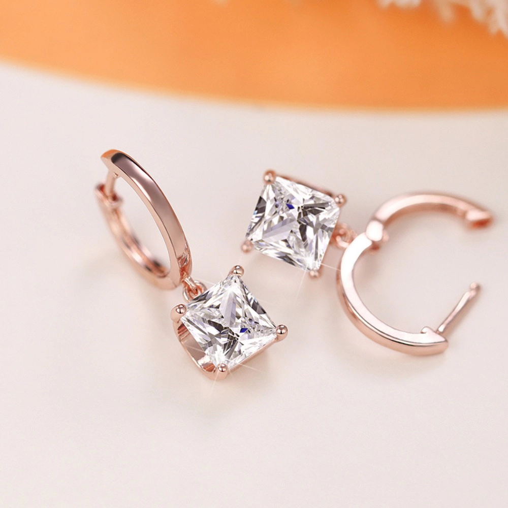 Luxury Solitaire Princess CZ Dangle Earring