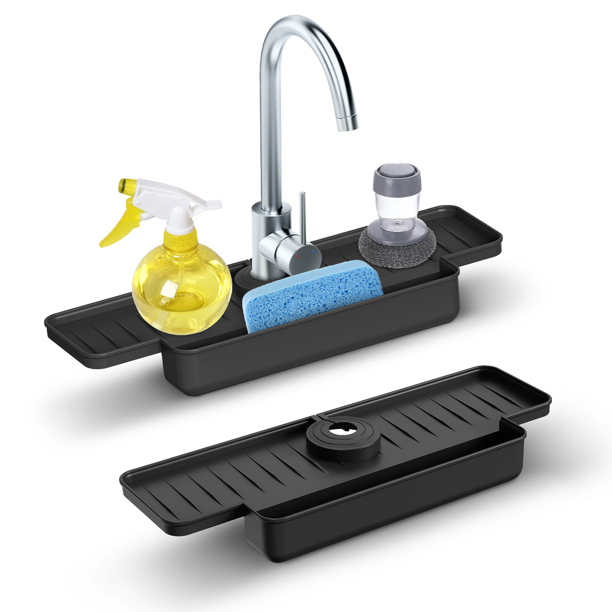 Cheer Collection Silicone Faucet Draining Mat and Splash Guard with Anti-Slip