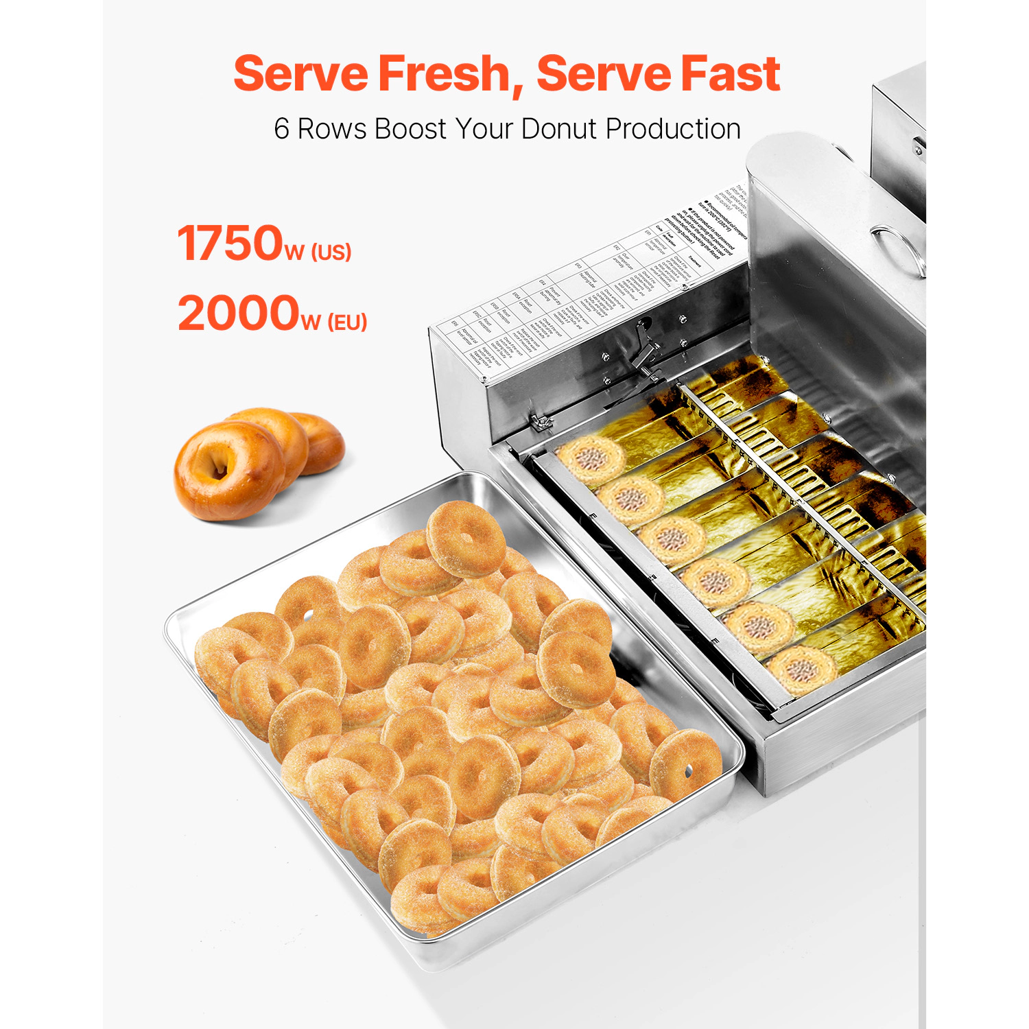 HONGGE Commercial Automatic Donuts Making Machine, Electric High Power Stainless Steel Fryer with Auto Frying