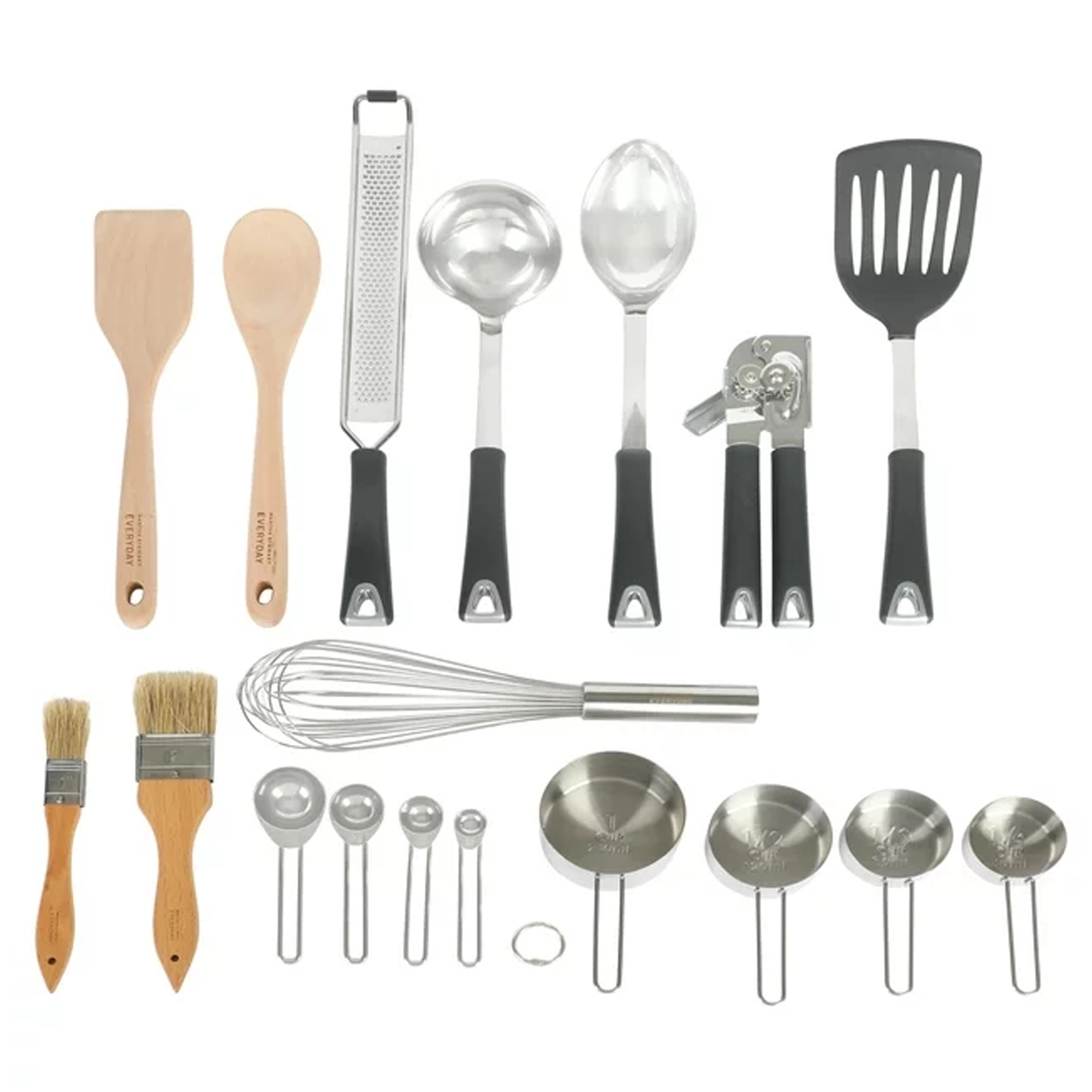 Martha Stewart Everyday 18 Piece Stainless Steel and Wood Assorted Gadget Set