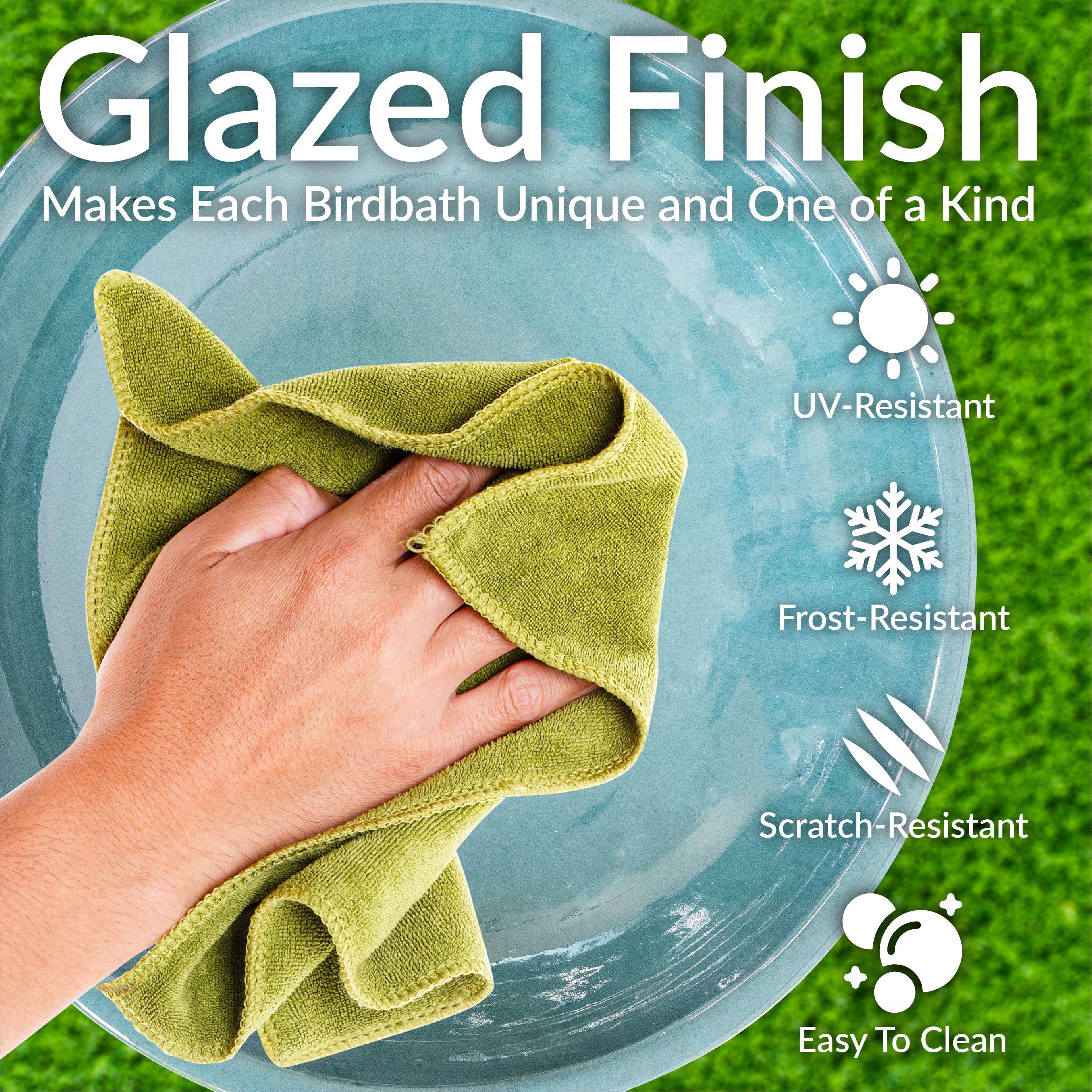 Sunnydaze Calais Glazed Ceramic Bird Bath for Outside, 25” H, Jade Green