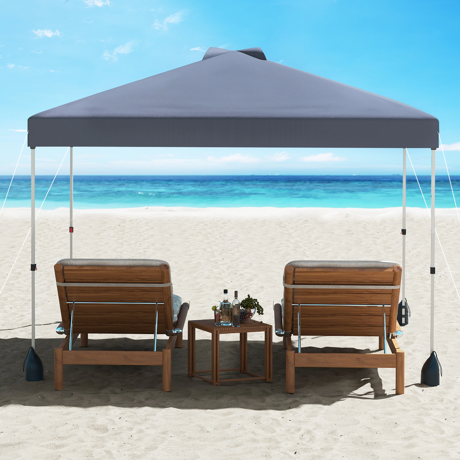 LJG 10 x FT Pop up Canopy Tent with 1 Sidewall and Wheeled Bag