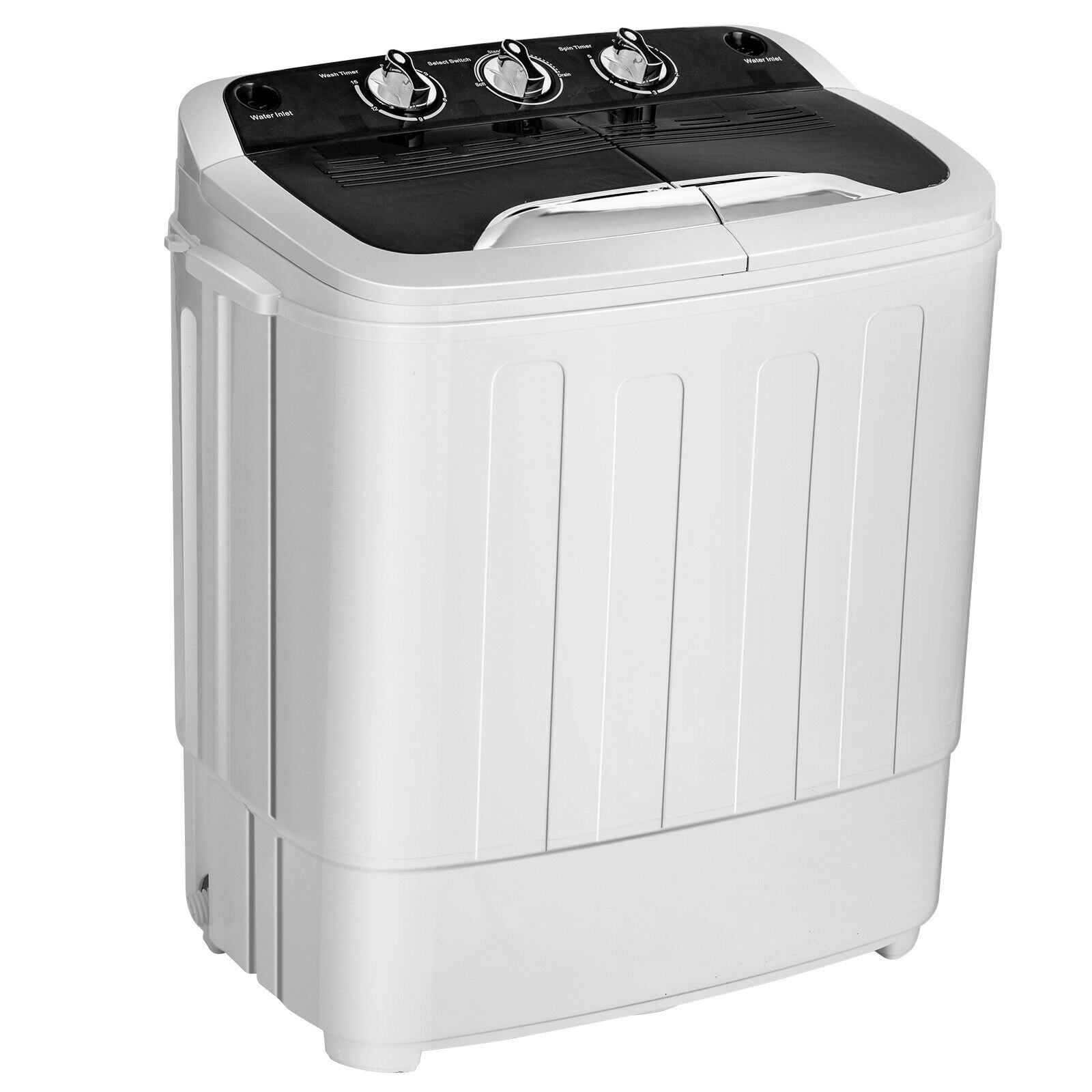 SUGIFT Compact Mini Twin Tub Portable Washer with 8-lb Wash and 5-lb Spin Capacity Top Load Gray/Black