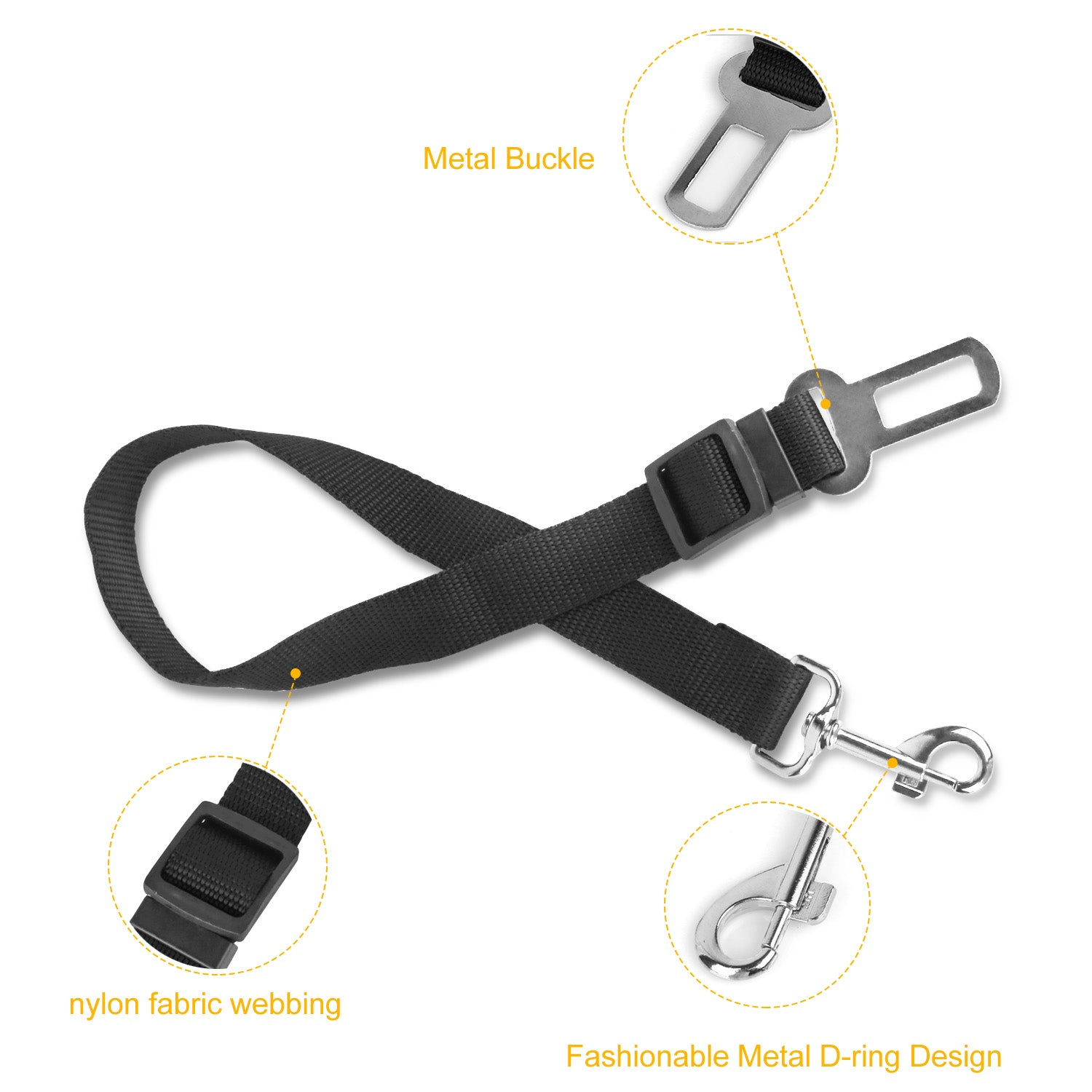 GBruno 2-Piece Nylon Pet Dog Seat Belt Leash