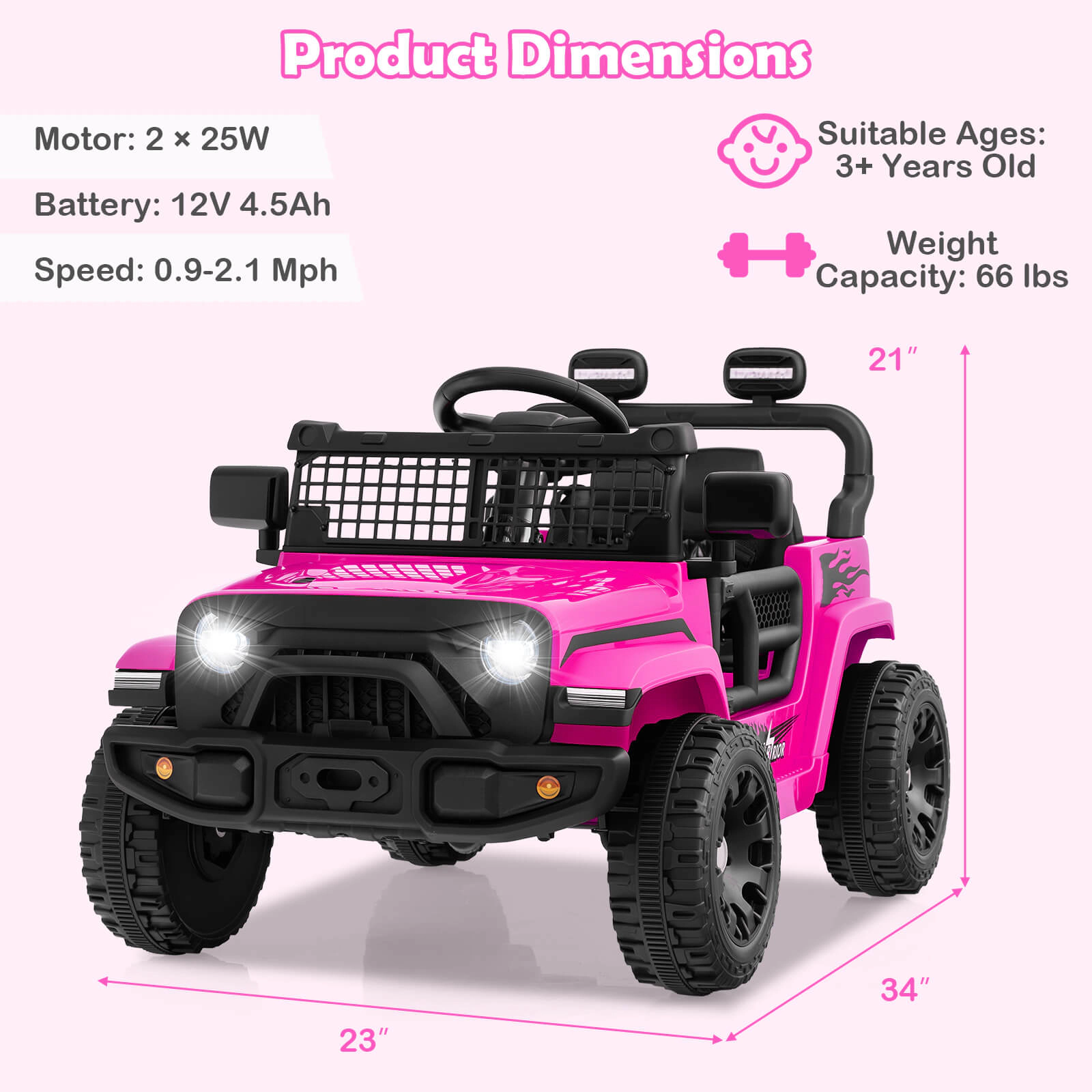 Costway 12V Kids Ride on Truck Car Battery Powered Electric Vehicle with Remote Control Black
