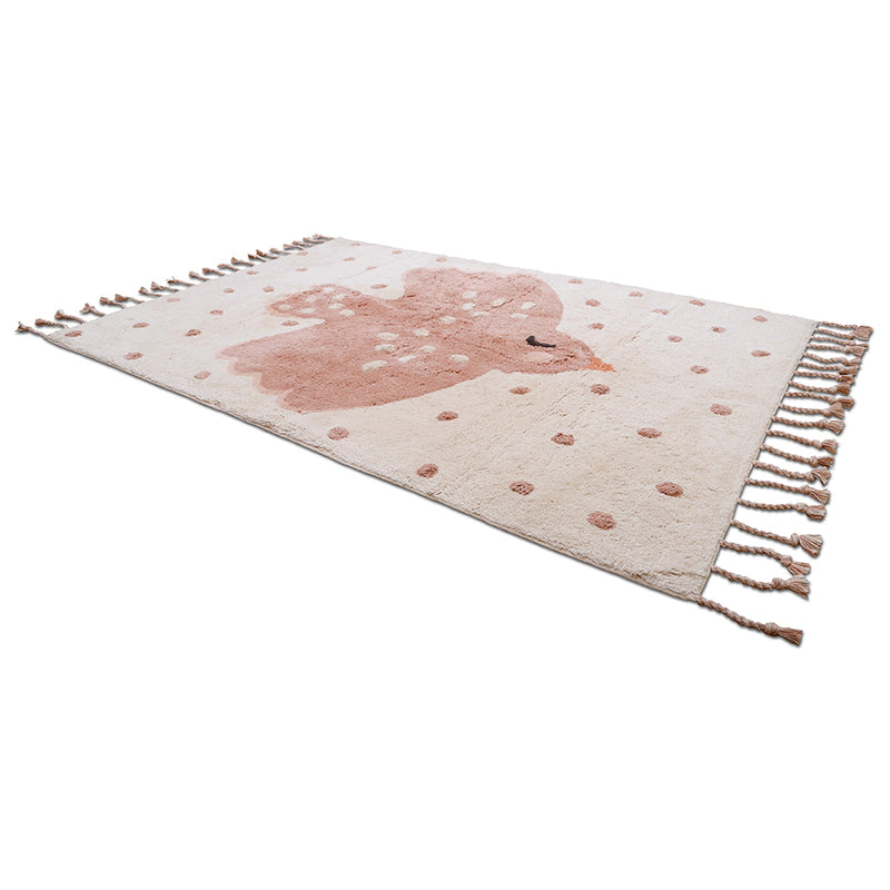 Nattiot Washable Cotton Kid'S Bedroom Rug With Bird Pattern Birdy