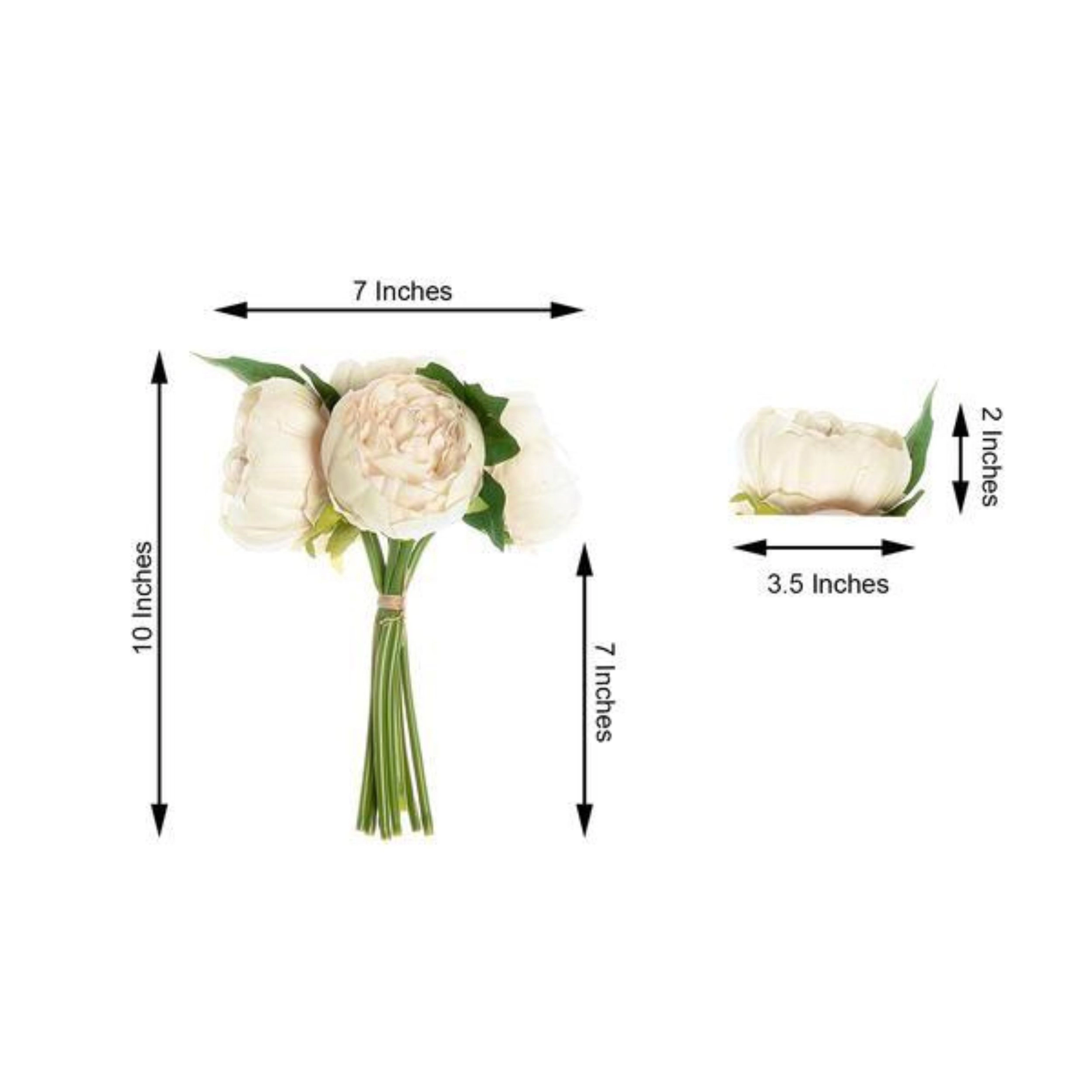 Home Collection 10-Inch Artificial Silk Peony Flower Bouquet with 5 Blooms