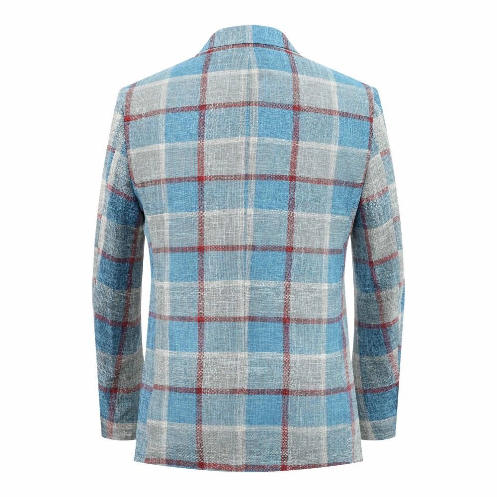 Elie Balleh Boys Slim Fit Big Plaid Blazer