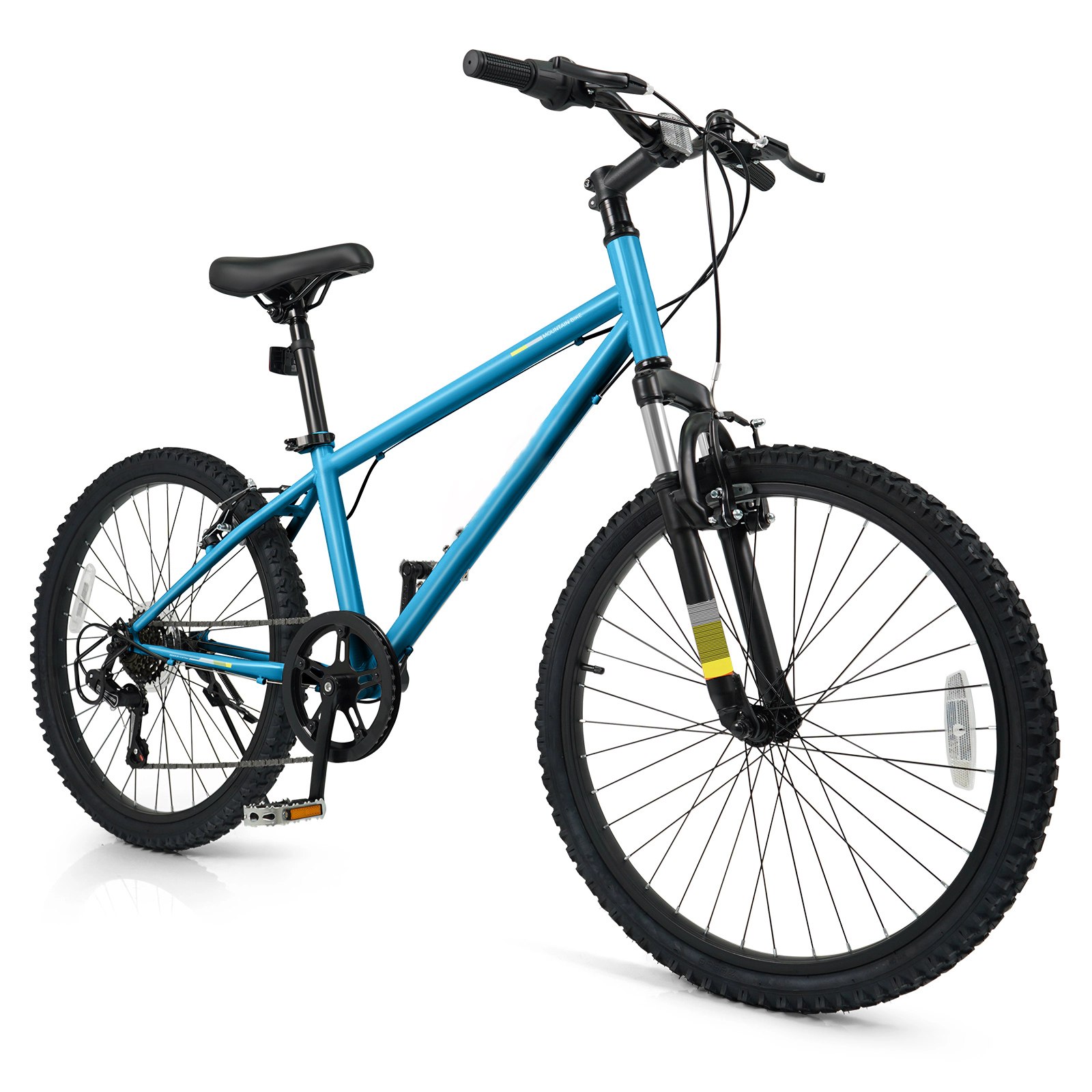 SUGIFT Blue Suspension Fork and Dual V Brakes Kids 24 Inch Mountain Bike 6 Speed