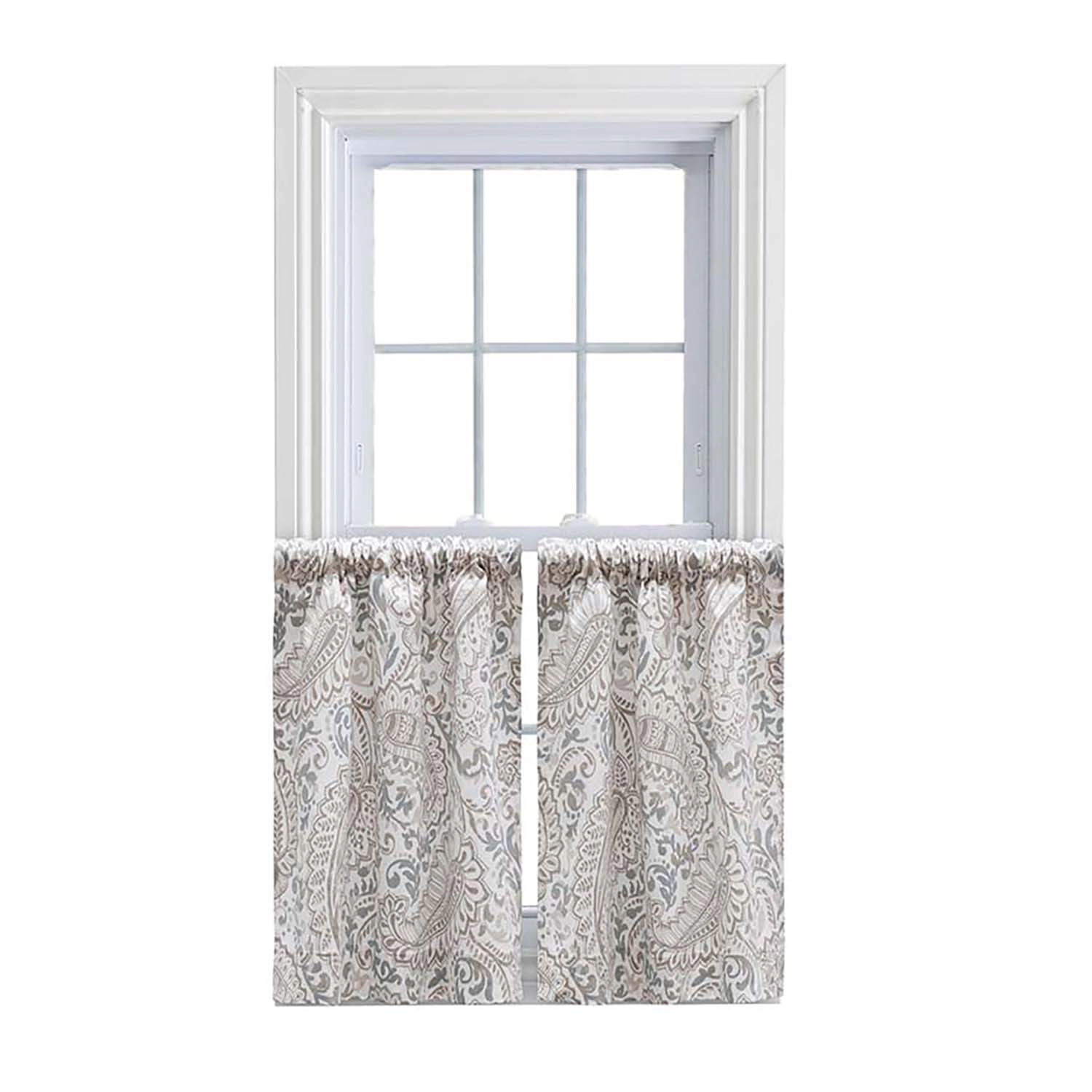 Ellis Shannon Printed Paisley Pattern on Cotton Fabric Tailo Tiers 1.5 Rod Pocket