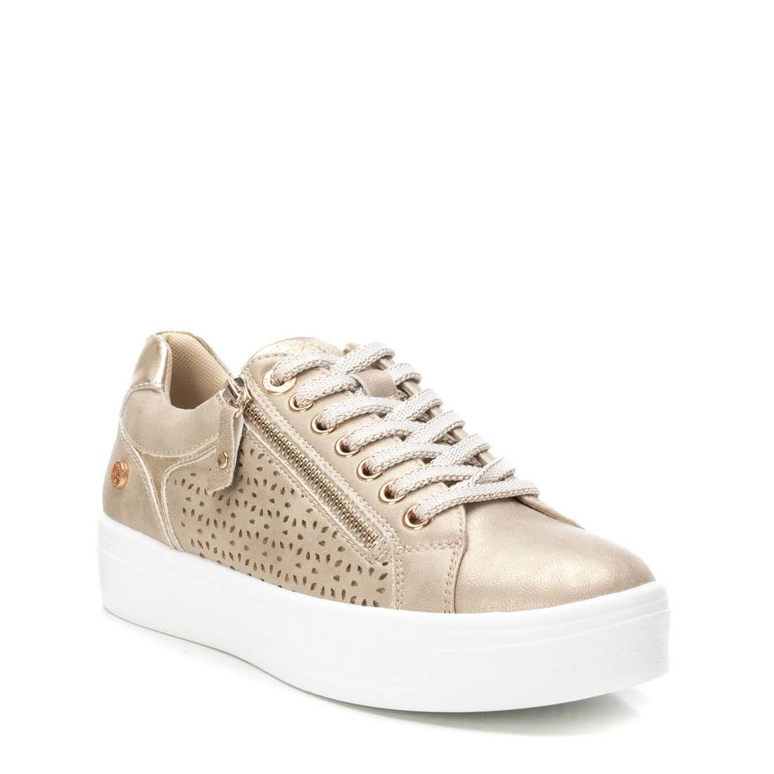 XTI Women's Sneakers Gold, Round Toe, Flat Heel