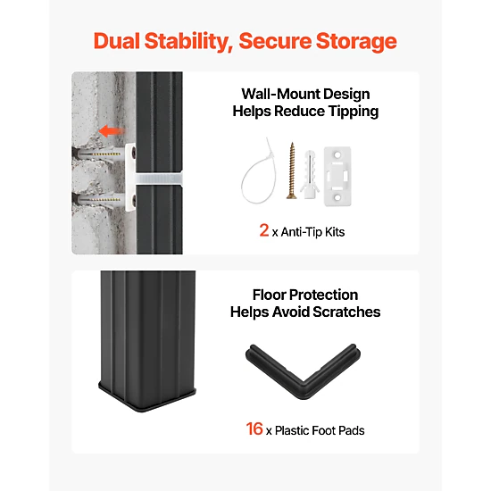 Flynama 5 Tier 40.6 x 18.3 x 71.4 in Shelves 3000 LBS Adjustable Heavy Duty Utility Rack for Garage Warehouse