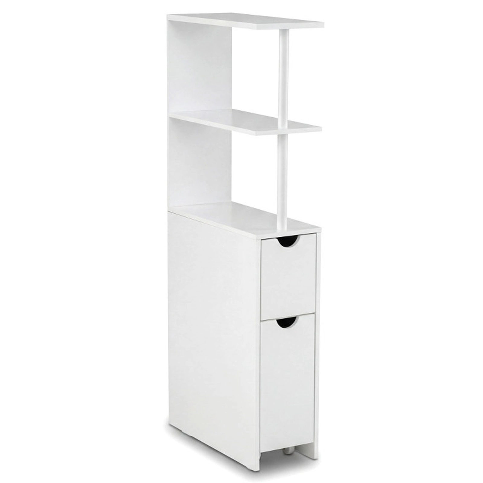 SUGIFT Slim 3 Open Shelves Drawer Slide-Out Cart Bathroom Storage Cabinet 18-in x 8-in x 45-in 66-lb Capacity White