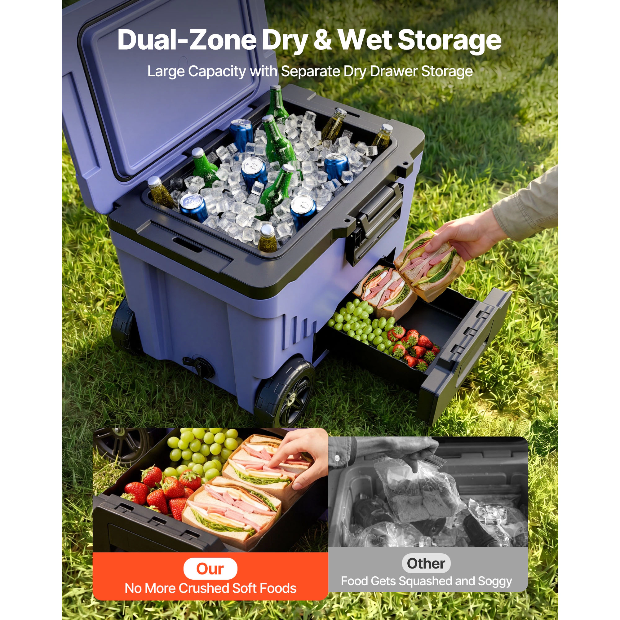 HONGGE Portable Cooler with Ice Retention for Picnics