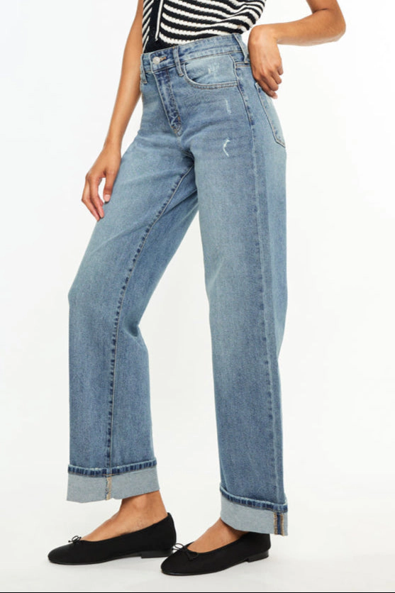 KanCan Women's Essentials High Rise Wide Jeans Bellen
