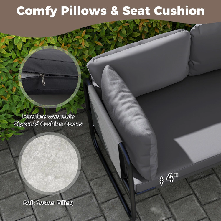 Hivvago Patio Loveseat Sofa Couch With Removable Pillows And Seat Cushion