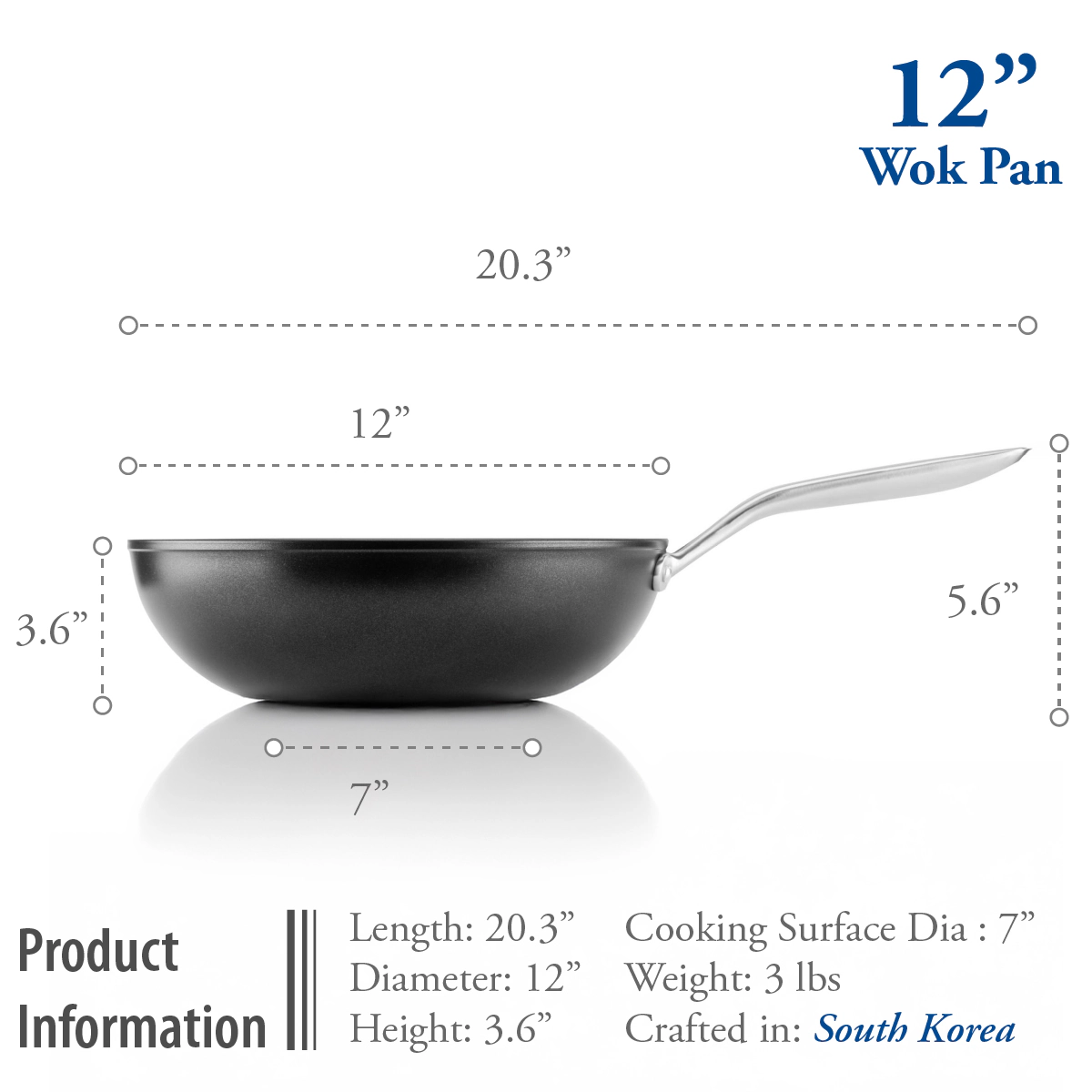 TECHEF Onyx - 12 Inch Nonstick Wok/Stir-Fry Pan with Cover