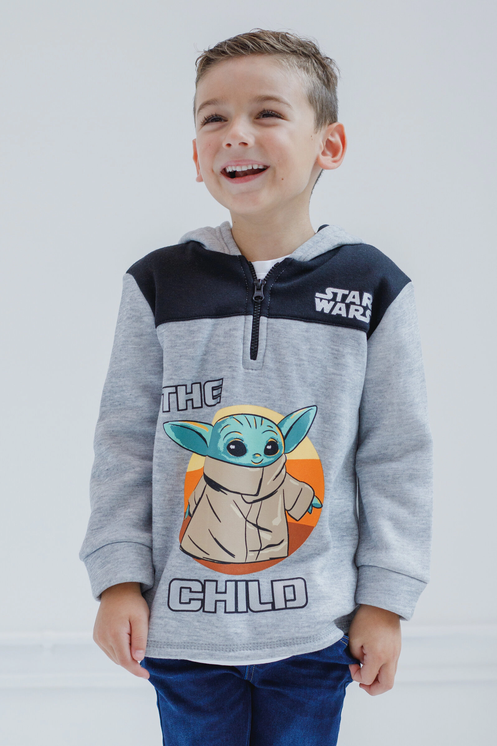 Star Wars The Mandalorian Grogu Fleece Quarter-Zip Hoodie