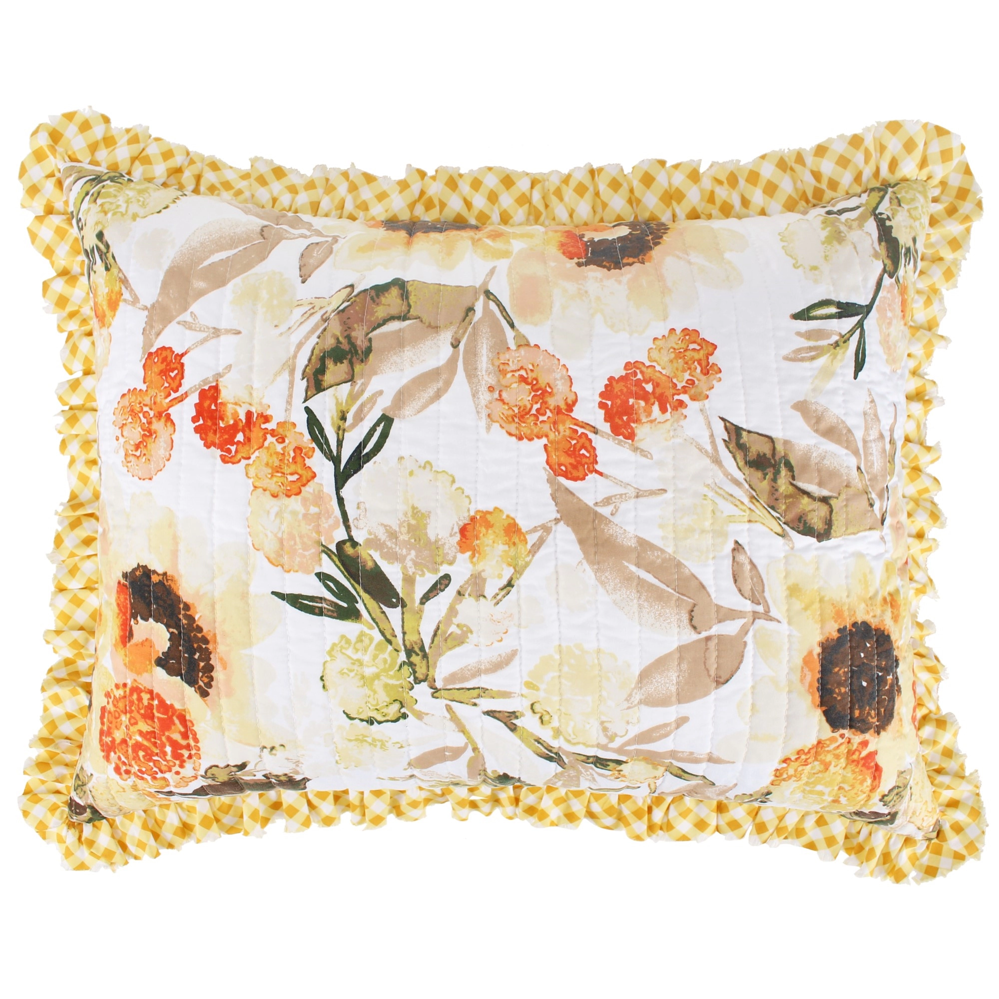 Greenland Home SomerSet Ruffle Trimmed Quilted Reversible Pillow Sham