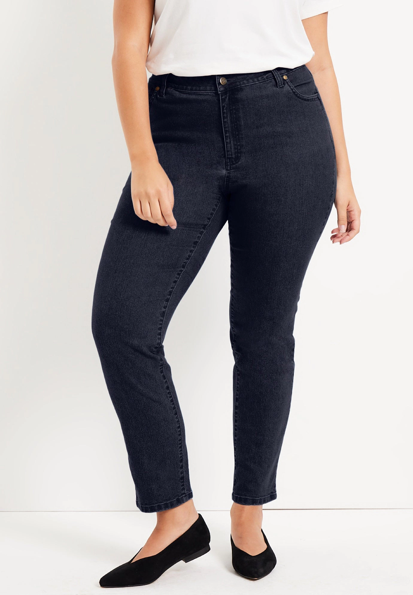 June & Vie Women's Plus Curvie Fit Straight-Leg Jeans