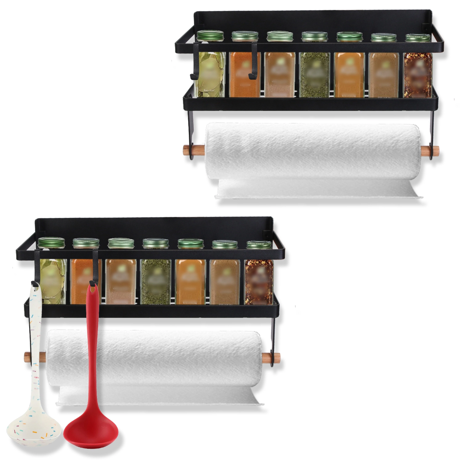 GBruno 2-Piece Magnetic Spice Rack With Paper Towel Holder