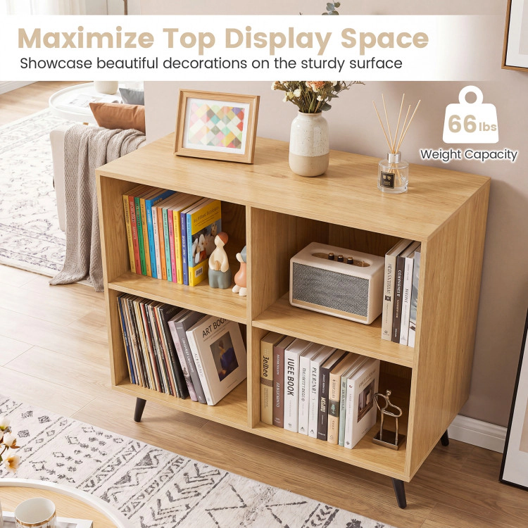 Hivvago 4-Cube Wooden Bookshelf Bookcase with 5 Metal Legs for Home