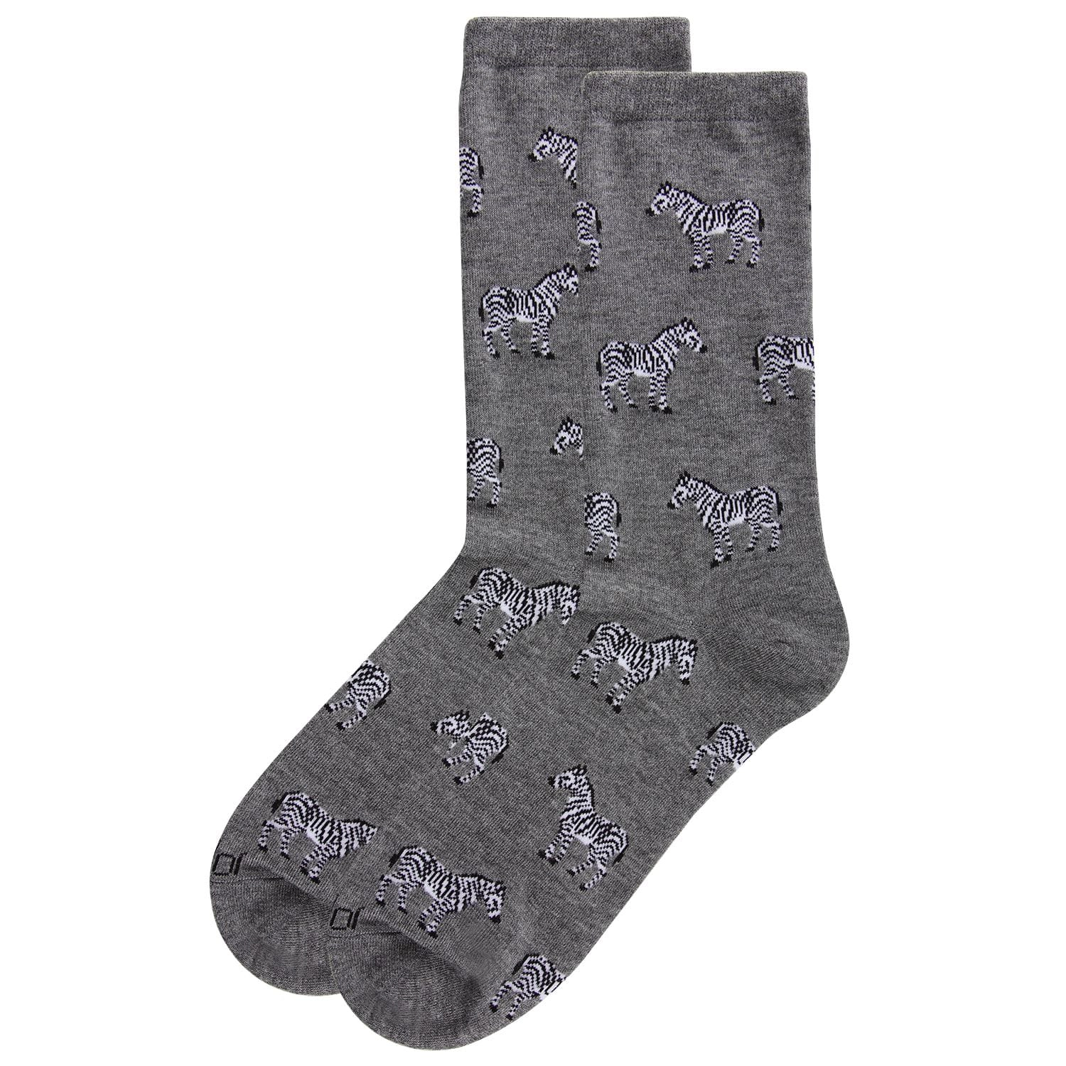 MeMoi Zebras Bamboo Blend Crew Socks