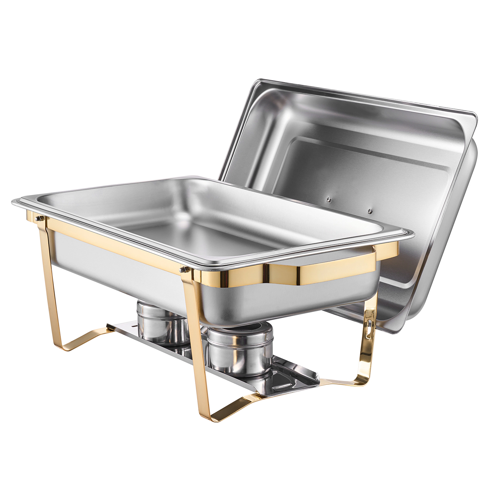 HONGGE Chafing Dish Buffet Set 8 Qt Stainless Steel Chafer with Full Pans Rectangle Catering Warmer Server