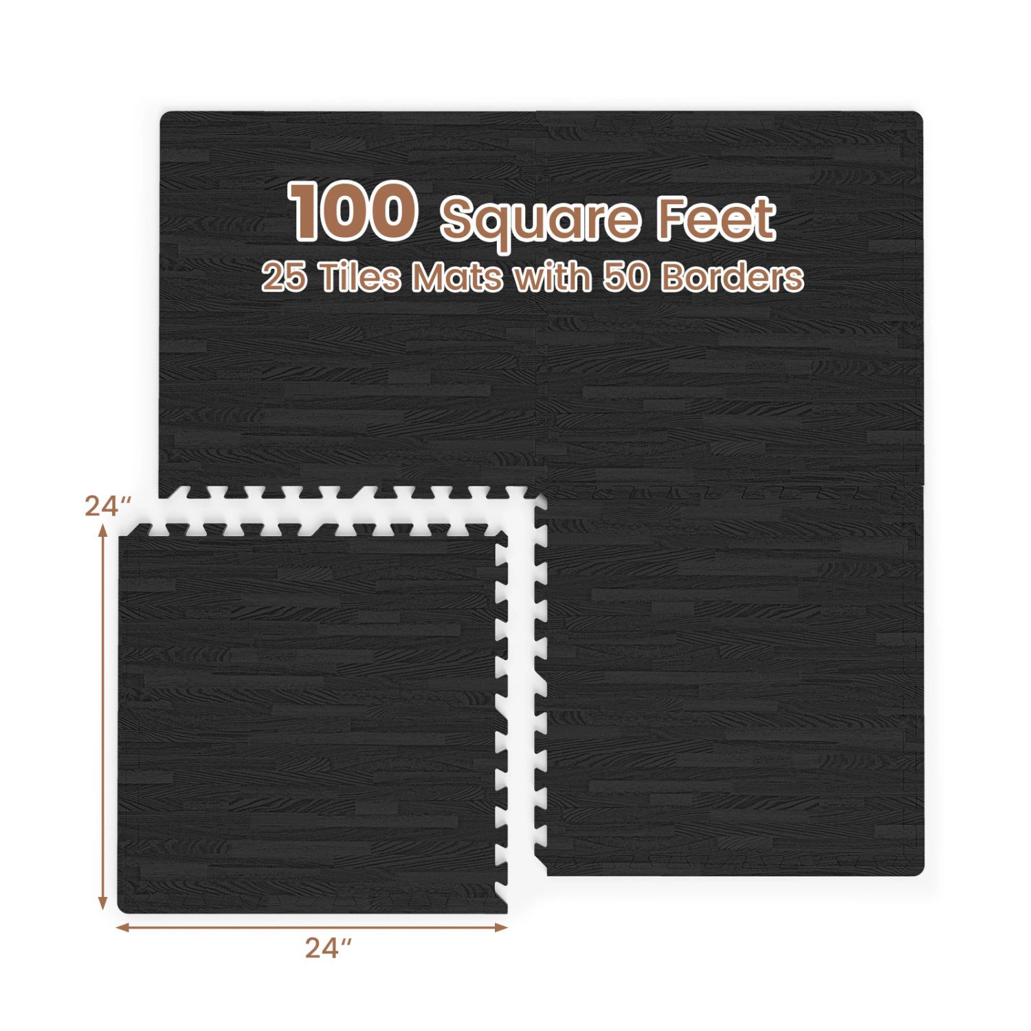 SlickBlue Unisex EVA Foam Wood Grain Exercise Floor Mats