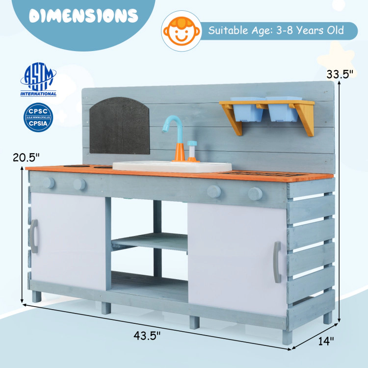 Hivvago Kids Play Kitchen Set with Stoves for Boys Girls Aged 3-8-Blue
