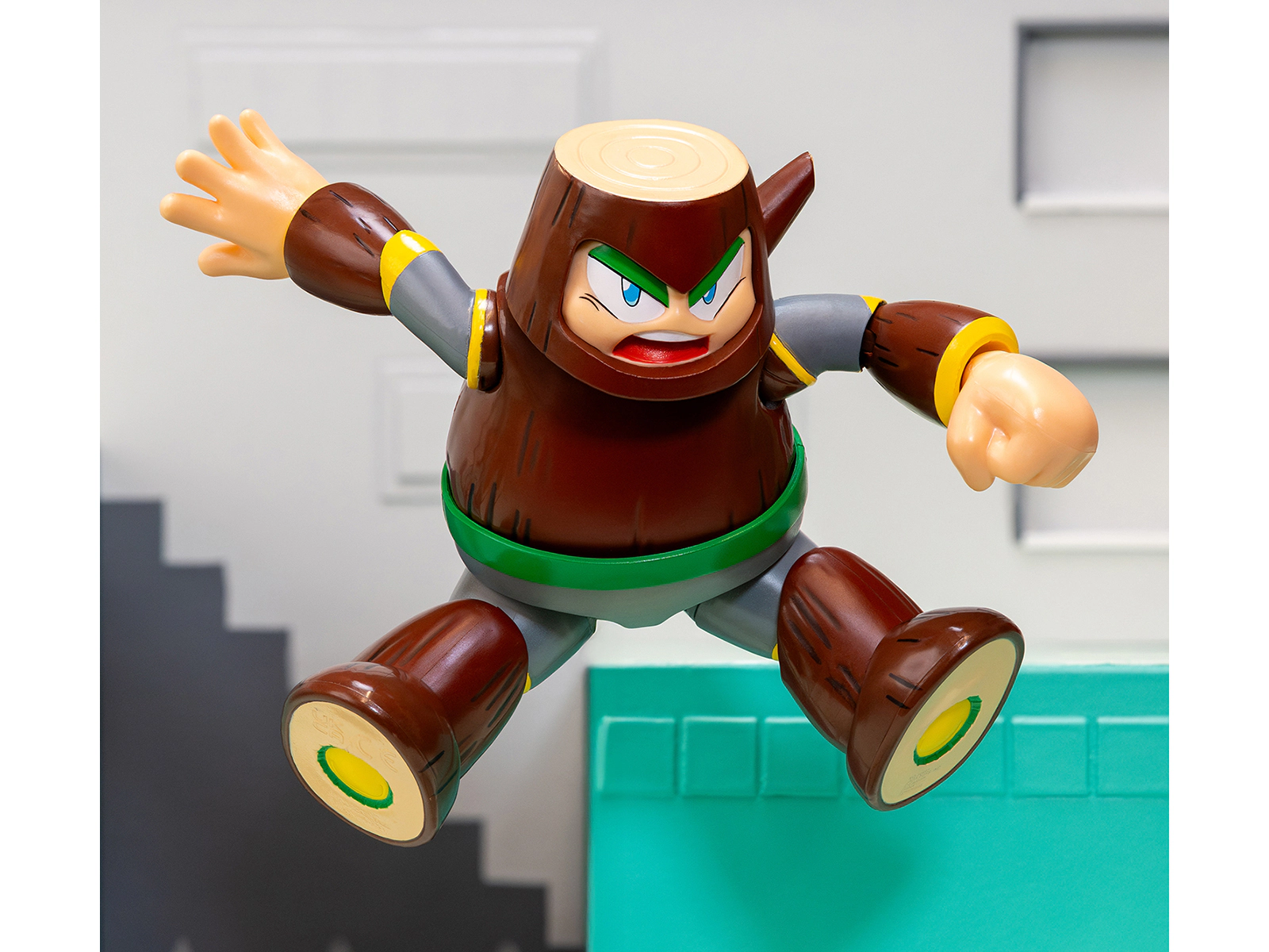 Jada Wood Man 5" Moveable Figure (Deluxe Version) with Accessories and Alternate Head and Hands "Mega Man"