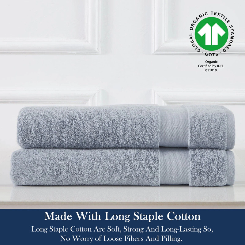 Delara Organic Cotton Luxuriously Plush Hand Towel Pack of 2 GOTS and OEKO-TEX Certified Premium Hotel Quality Towels