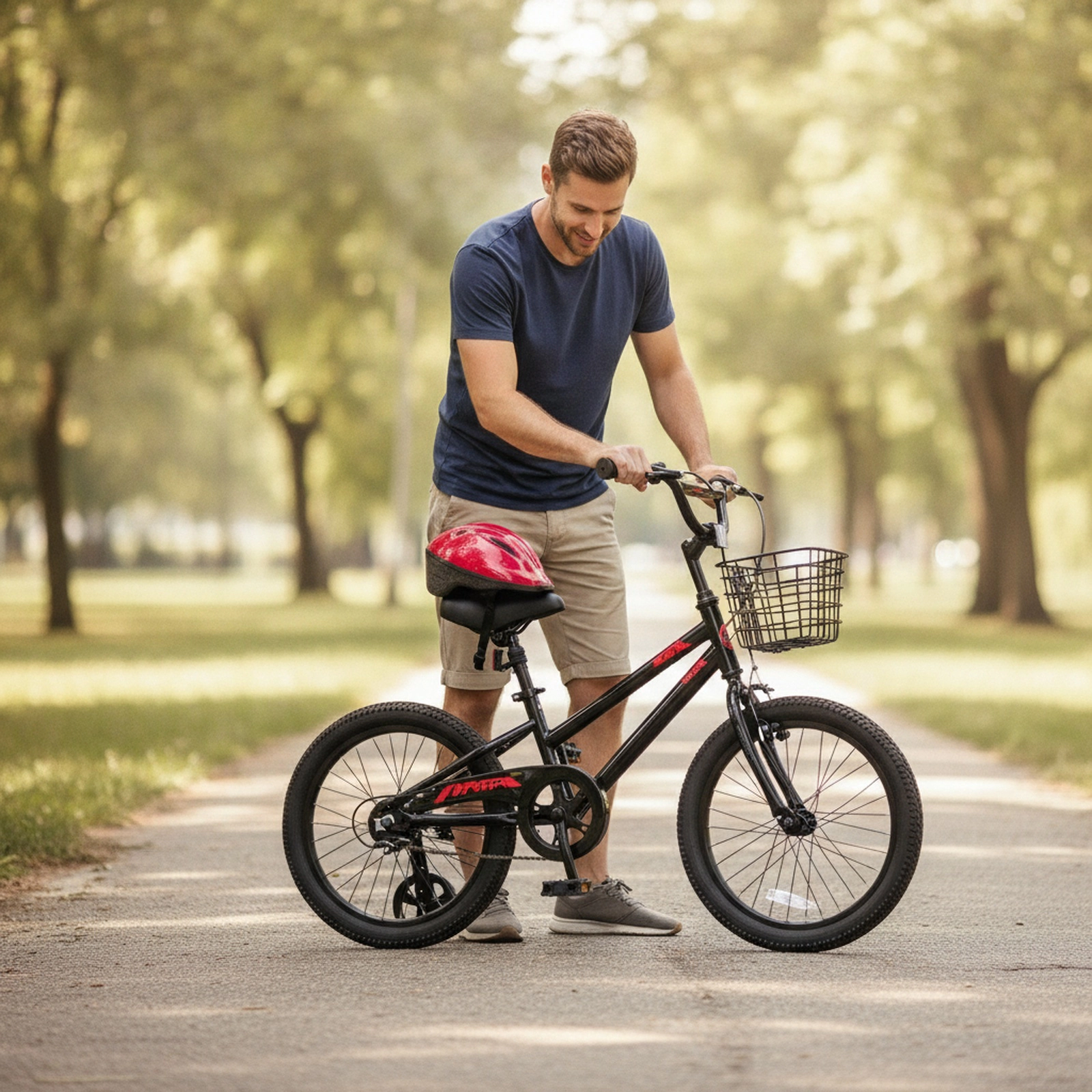 12-in Kids Bike with Front Basket Removable Training Wheels and Adjustable Seat Dual Brakes Boys/Girls Ages 3-4 Black