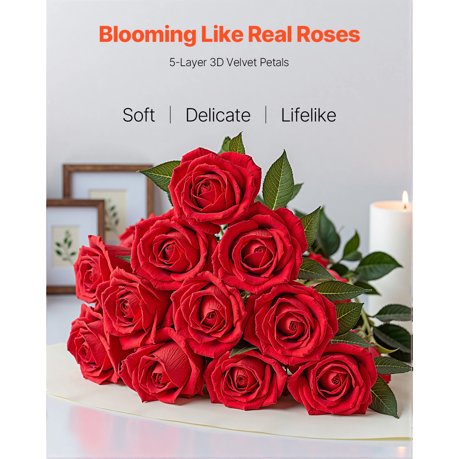 HONGGE Artificial Flowers Real Looking Foam Fake Roses Bulk Faux Bridal Shower with Stems for DIY Wedding Bouquets Home