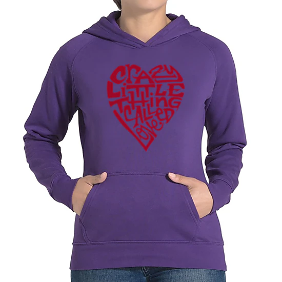 LA Pop Art Crazy Little Thing Called Love - Women's Word Art Hooded Sweatshirt