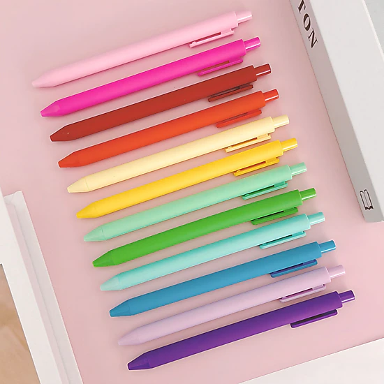 Wrapables Colorful Retractable Ballpoint Pens for Home, Office and Stationery, Set of 12