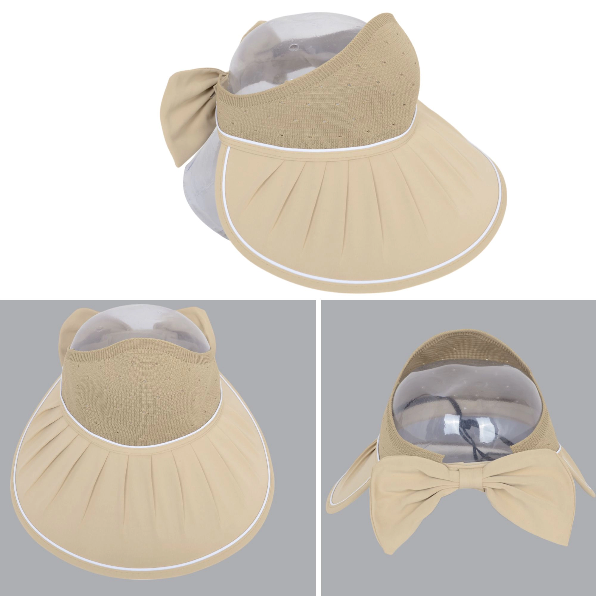 Anna-Kaci Women's Extra Wide Brim Sun Visor Hat Adjustable UV Protection Bow Detail Breathable Summer Beach Hat
