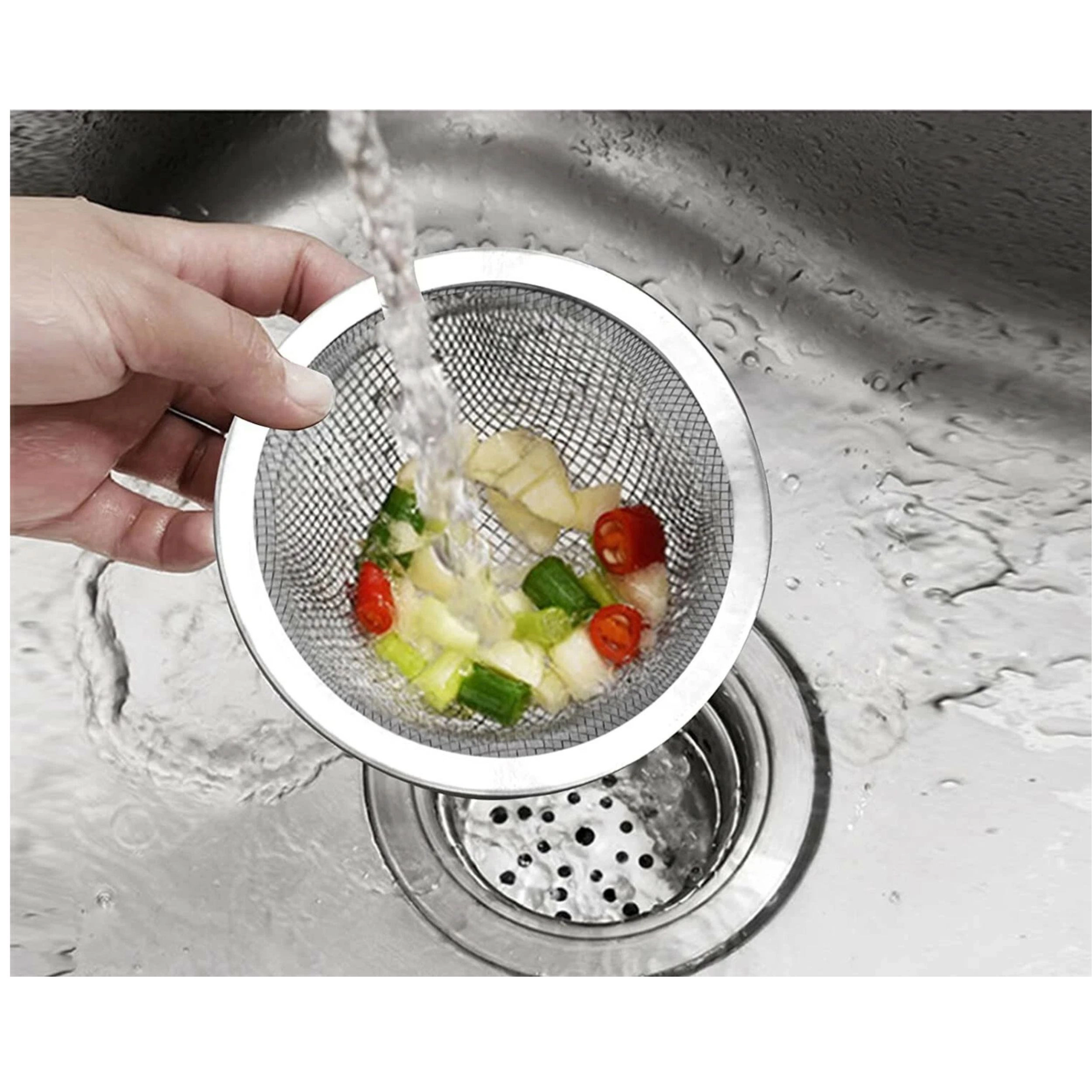Home Collection 3 Piece Stainless Steel Mesh Sink Strainer Set