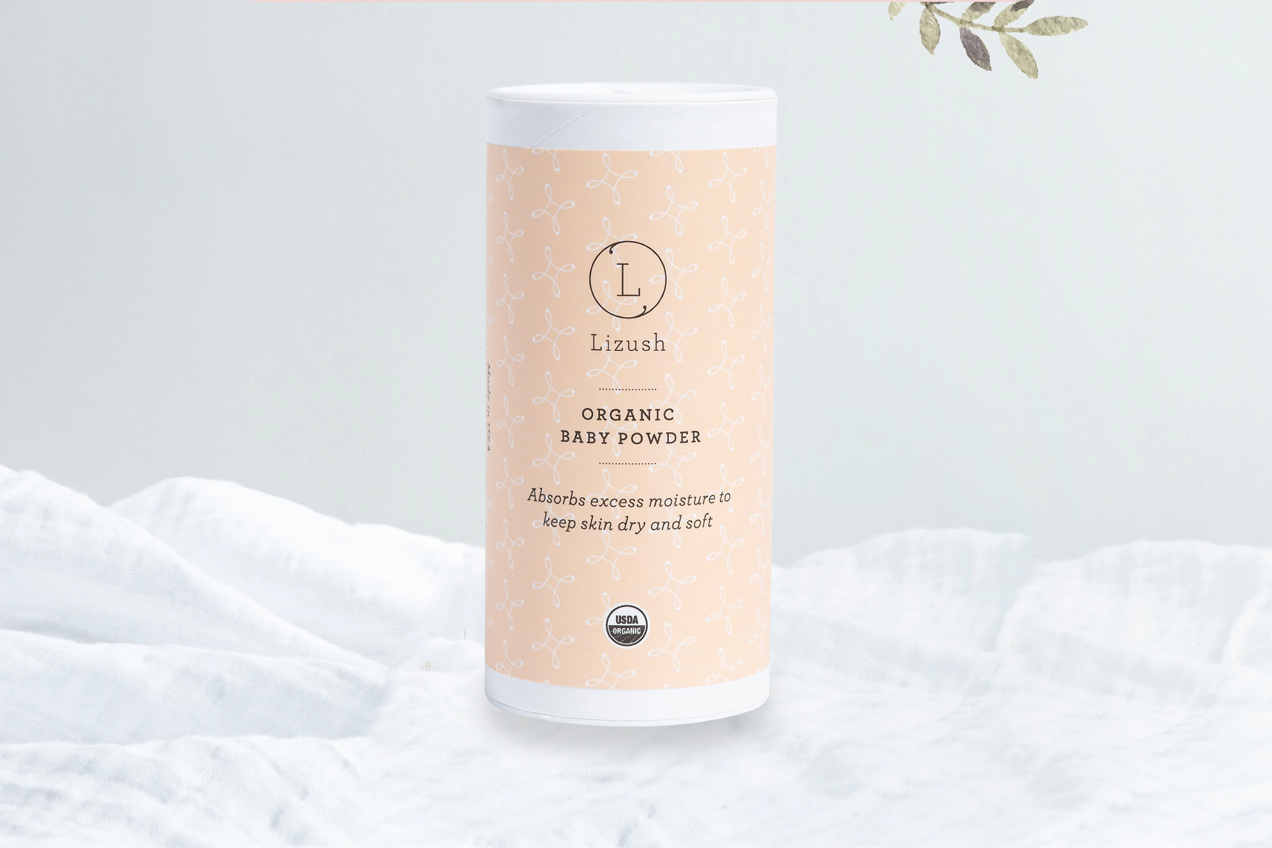 Lizush 2 x Organic Baby Powder - Talc-Free, USDA Organic, 3 oz